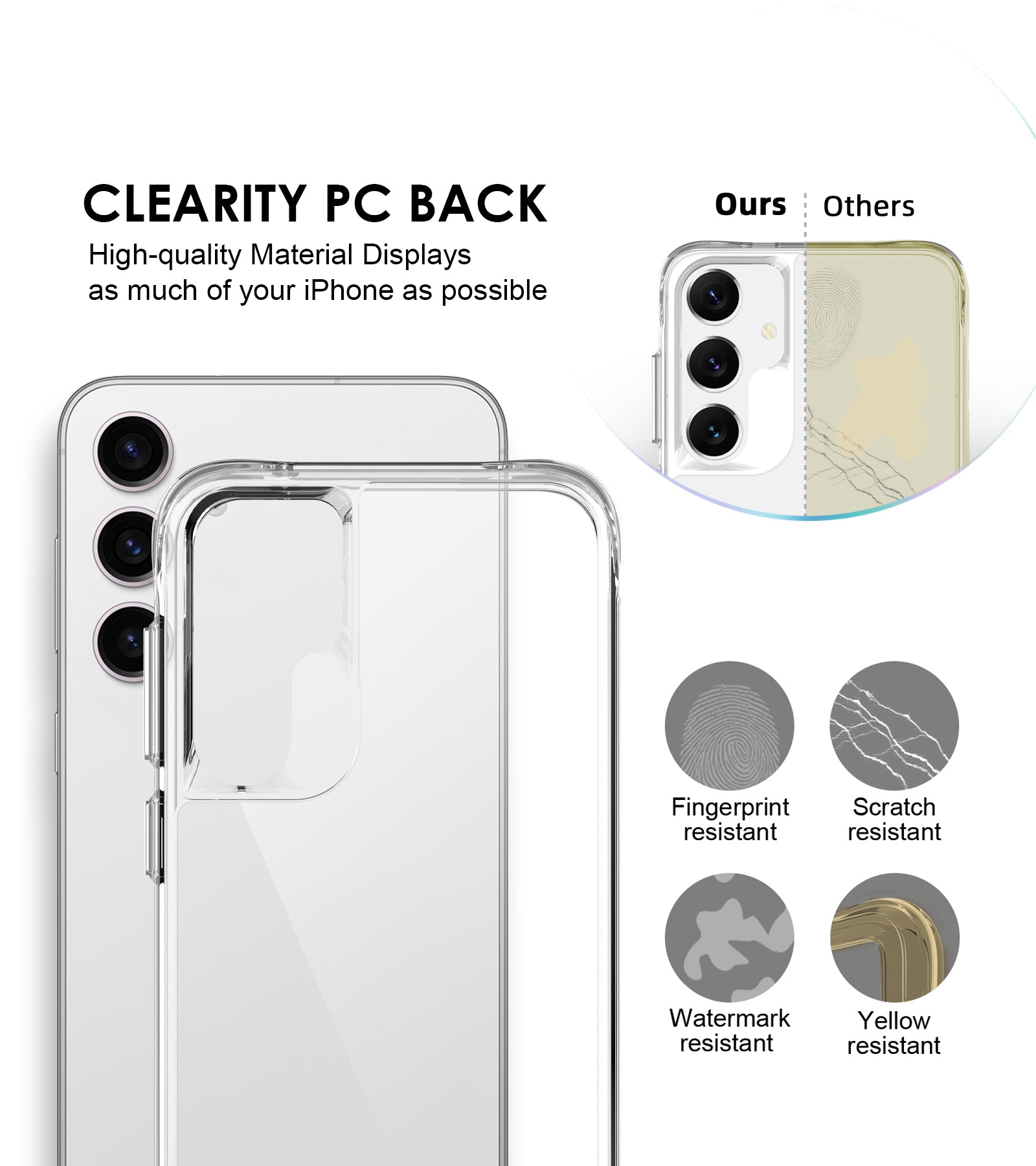 For Samsung Galaxy S24 Clear Case Shockproof Hard PC + Soft TPU Phone Cover