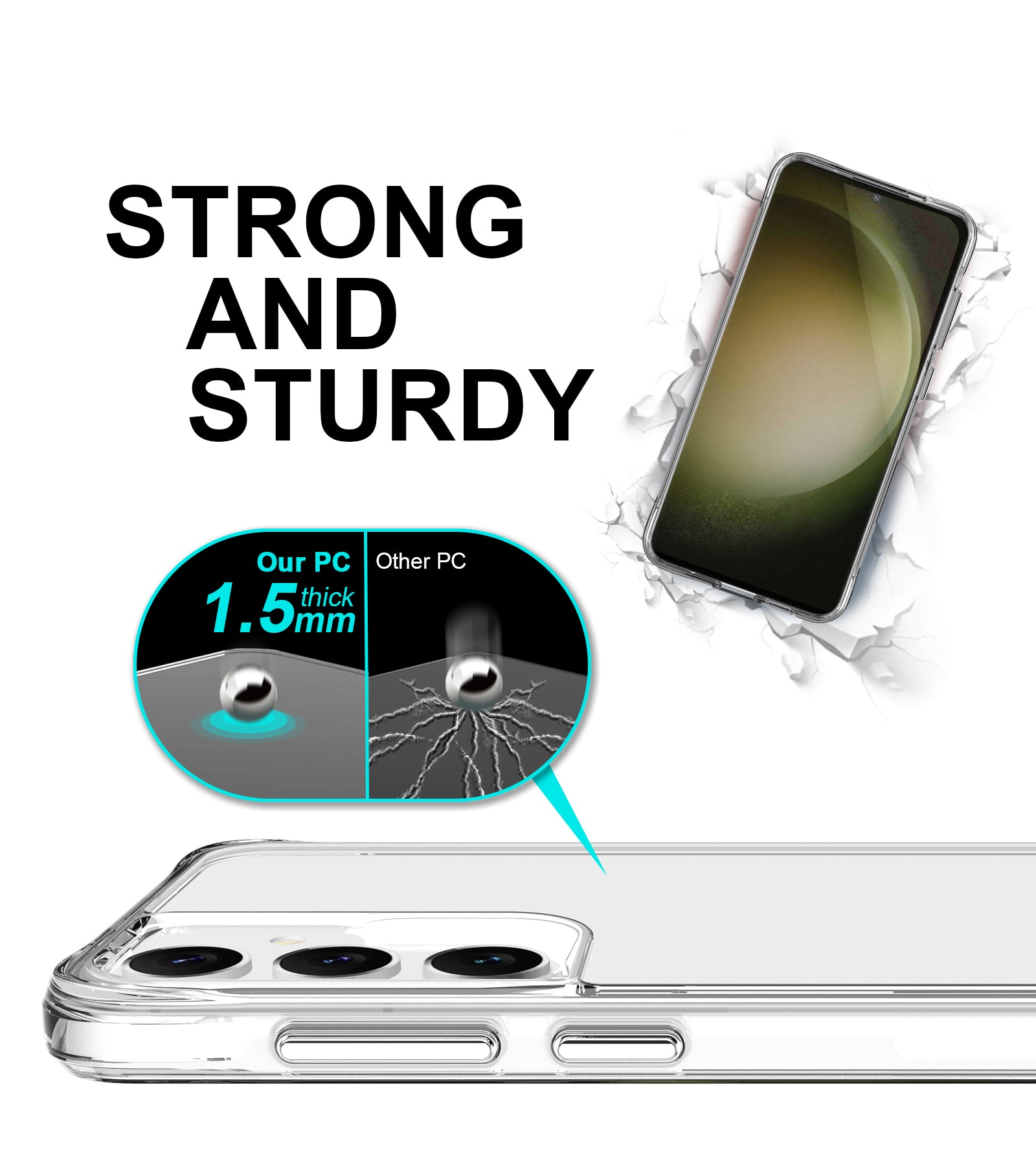 For Samsung Galaxy S24 Clear Case Shockproof Hard PC + Soft TPU Phone Cover