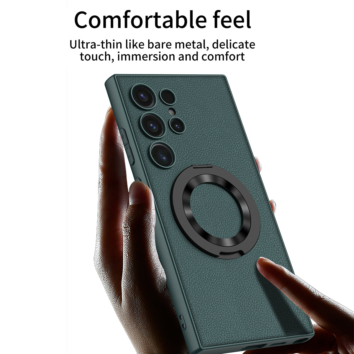 GKK For Samsung Galaxy S24 Ultra Magnetic Phone Case with Rotary Ring Kickstand - Carbon Fiber Texture