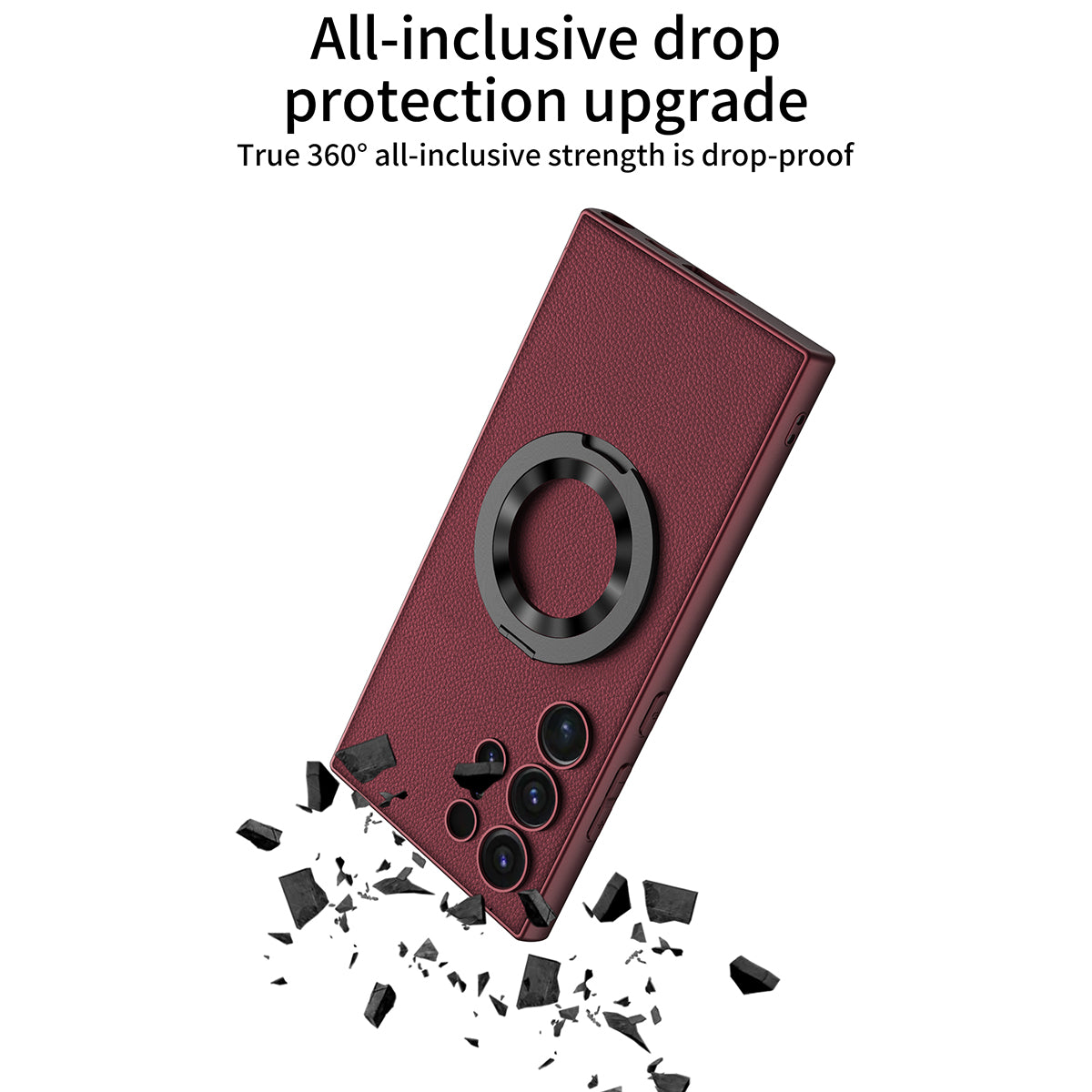 GKK For Samsung Galaxy S24 Ultra Magnetic Phone Case with Rotary Ring Kickstand - Carbon Fiber Texture