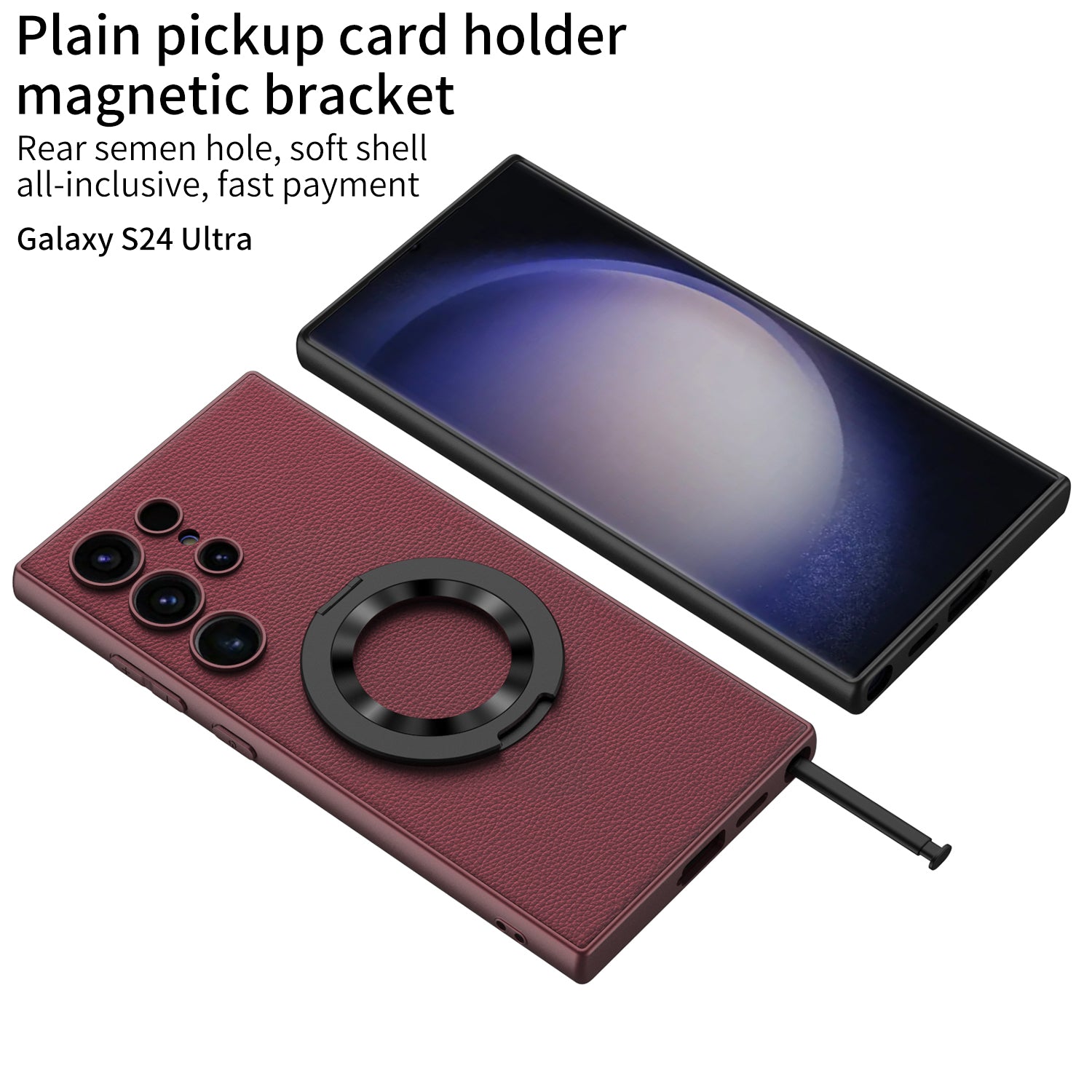 GKK For Samsung Galaxy S24 Ultra Magnetic Phone Case with Rotary Ring Kickstand - Carbon Fiber Texture
