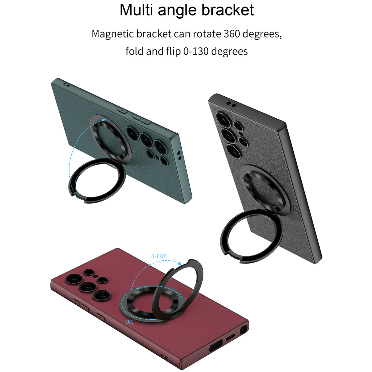 GKK For Samsung Galaxy S24 Ultra Magnetic Phone Case with Rotary Ring Kickstand - Carbon Fiber Texture