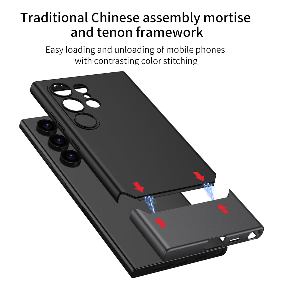 GKK For Samsung Galaxy S24 Ultra Phone Case Contrast Color Detachable Magnetic PC Cover - Black