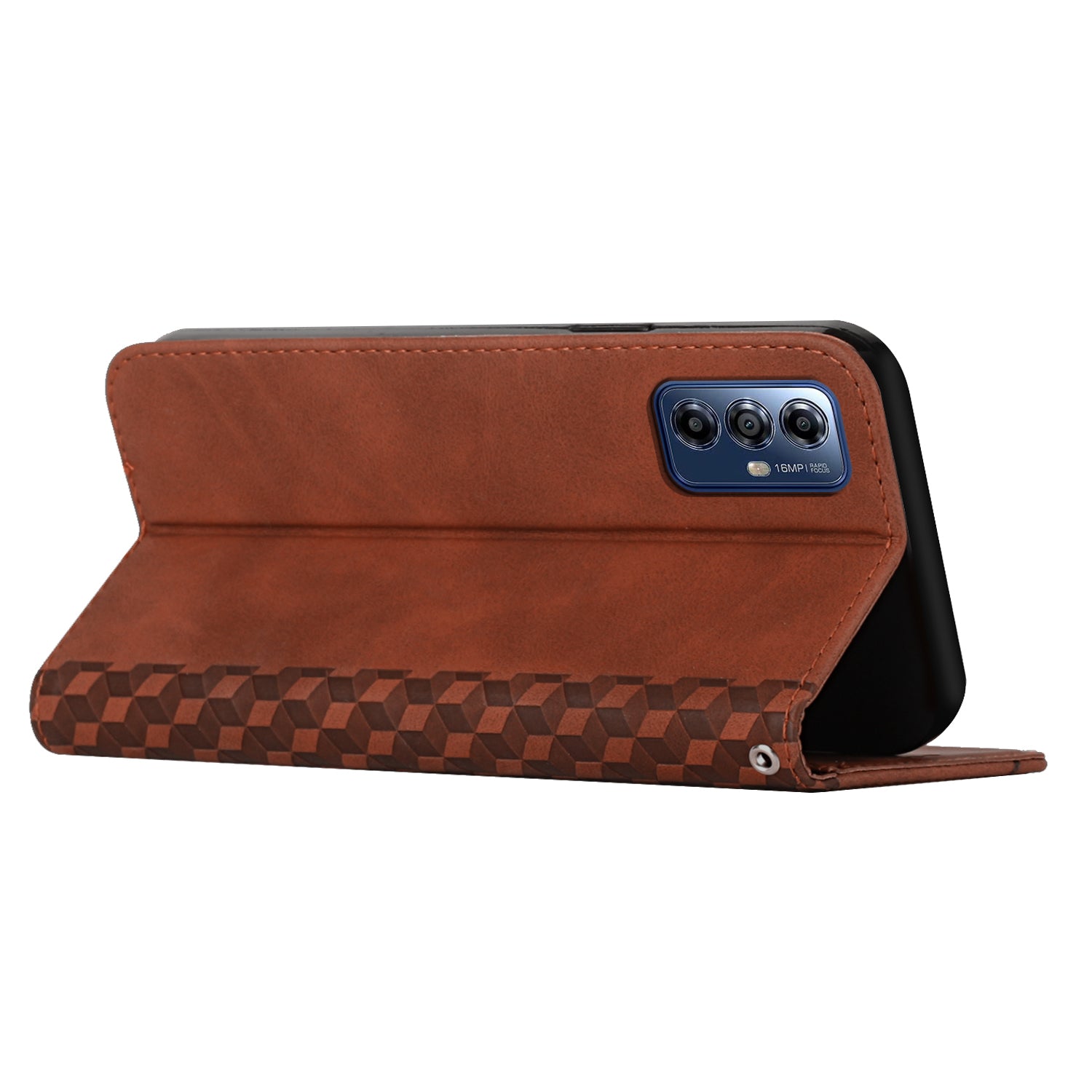 For Motorola Moto G Play (2024) 4G Cover Imprinted PU Leather Phone Case with Stand and Card Slots - Brown