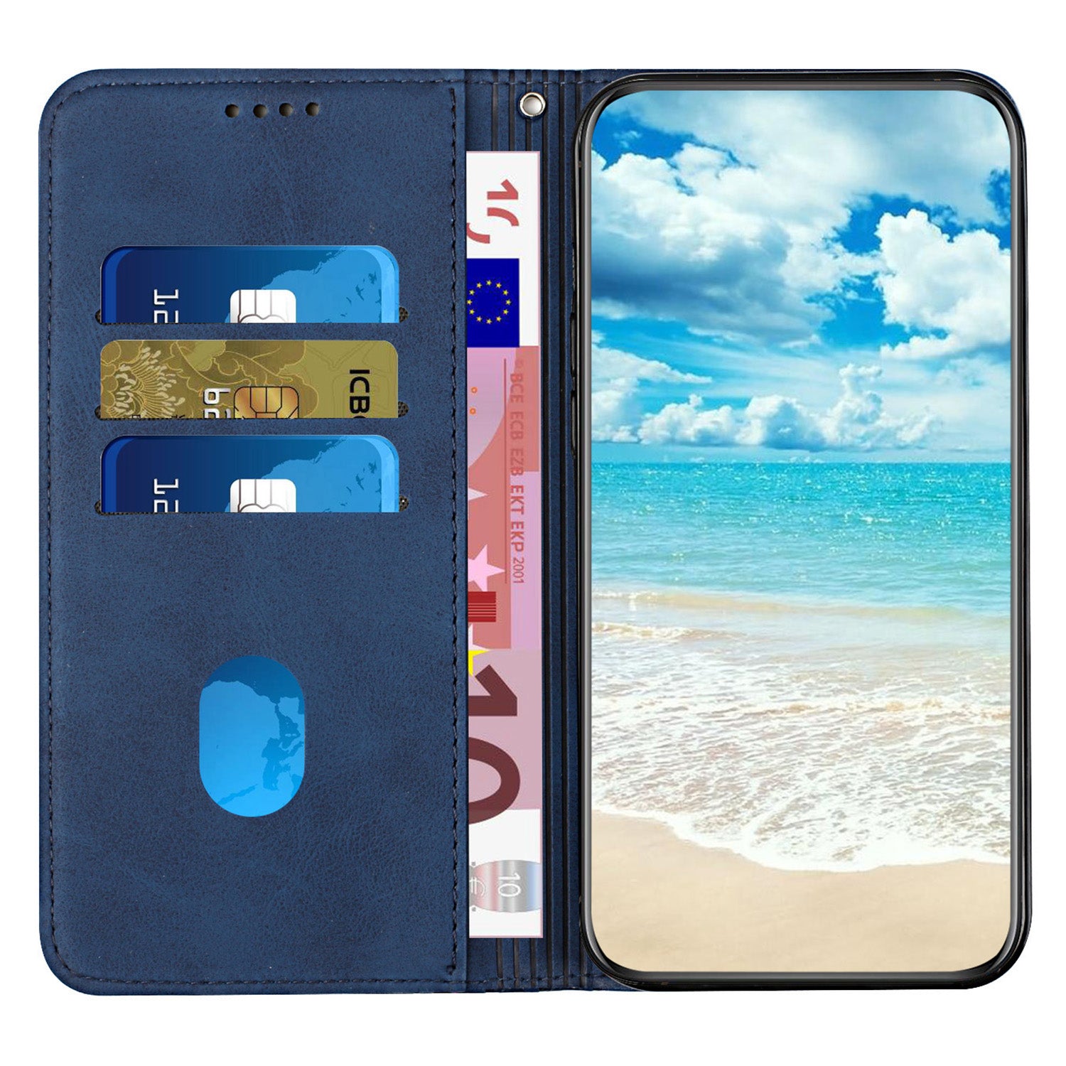 For Samsung Galaxy A55 5G Magnetic Case PU Leather Skin-touch Phone Stand Cover - Sapphire