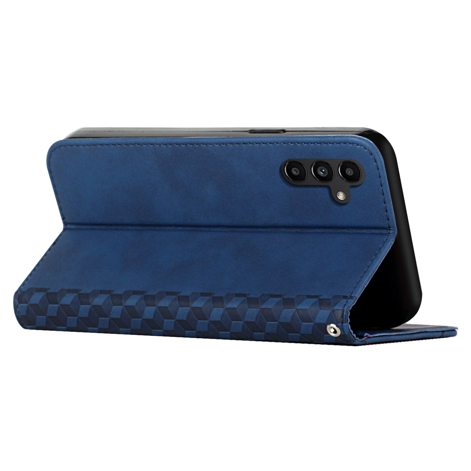 For Samsung Galaxy A55 5G Magnetic Case PU Leather Skin-touch Phone Stand Cover - Sapphire