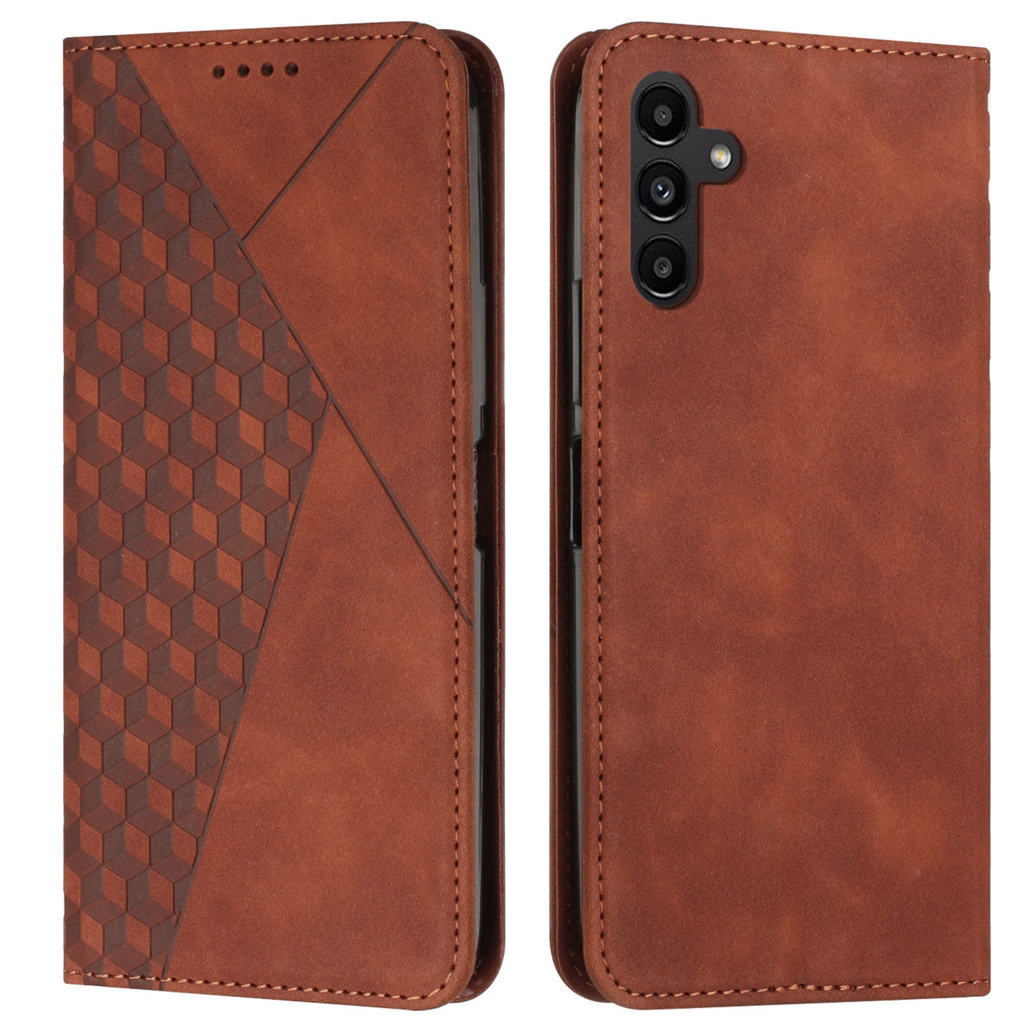 For Samsung Galaxy A55 5G Magnetic Case PU Leather Skin-touch Phone Stand Cover - Sapphire