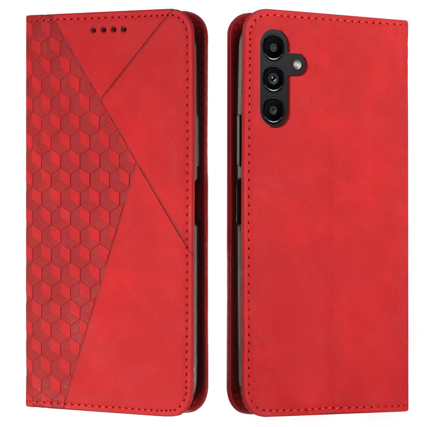 For Samsung Galaxy A55 5G Magnetic Case PU Leather Skin-touch Phone Stand Cover - Sapphire