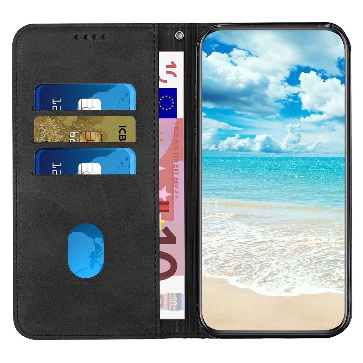 For Transsion Tecno Pop 8 /  Spark 20C / Spark Go 2024 4G Magnetic Case PU Leather Imprinted Phone Stand Cover - Black