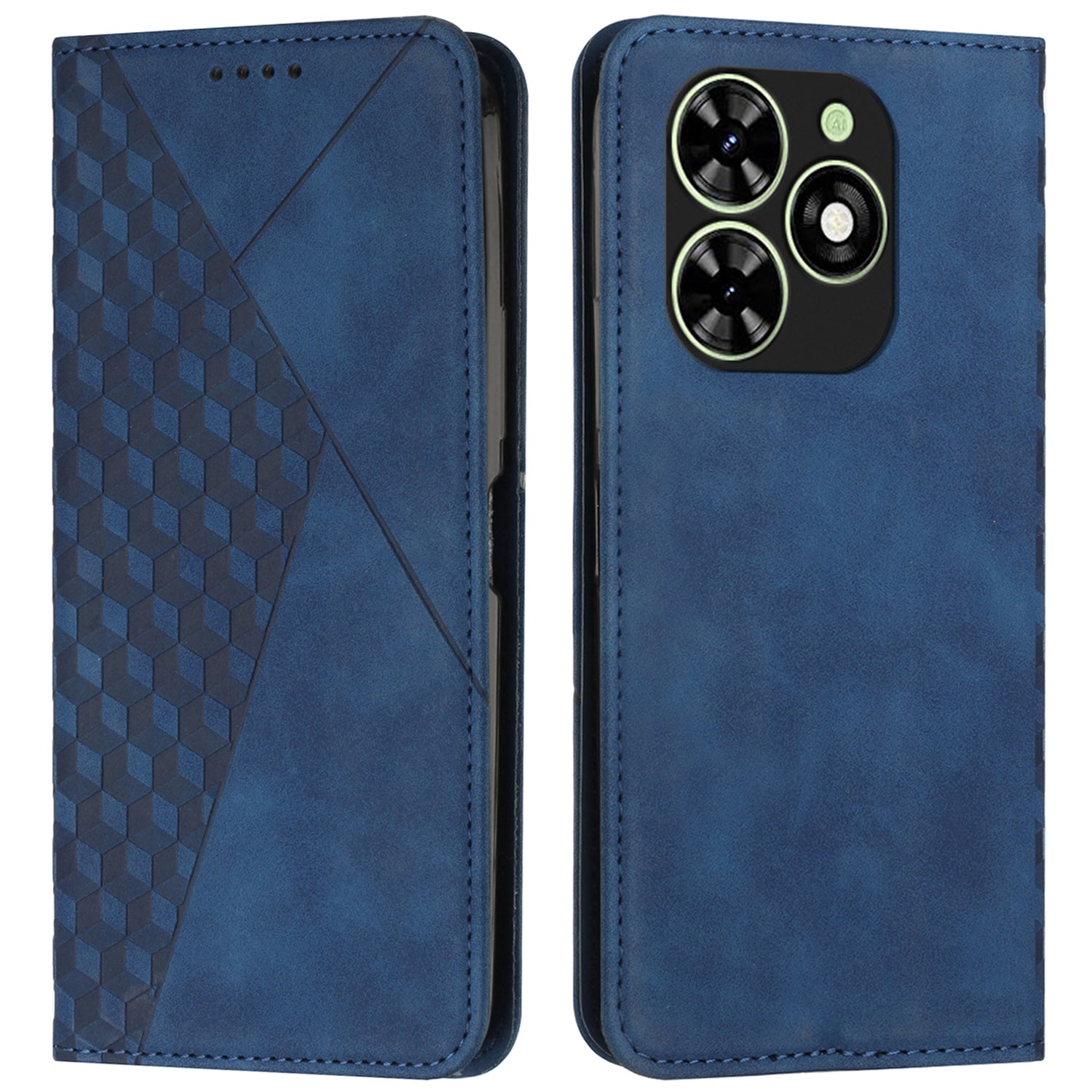 For Transsion Tecno Pop 8 /  Spark 20C / Spark Go 2024 4G Magnetic Case PU Leather Imprinted Phone Stand Cover - Black