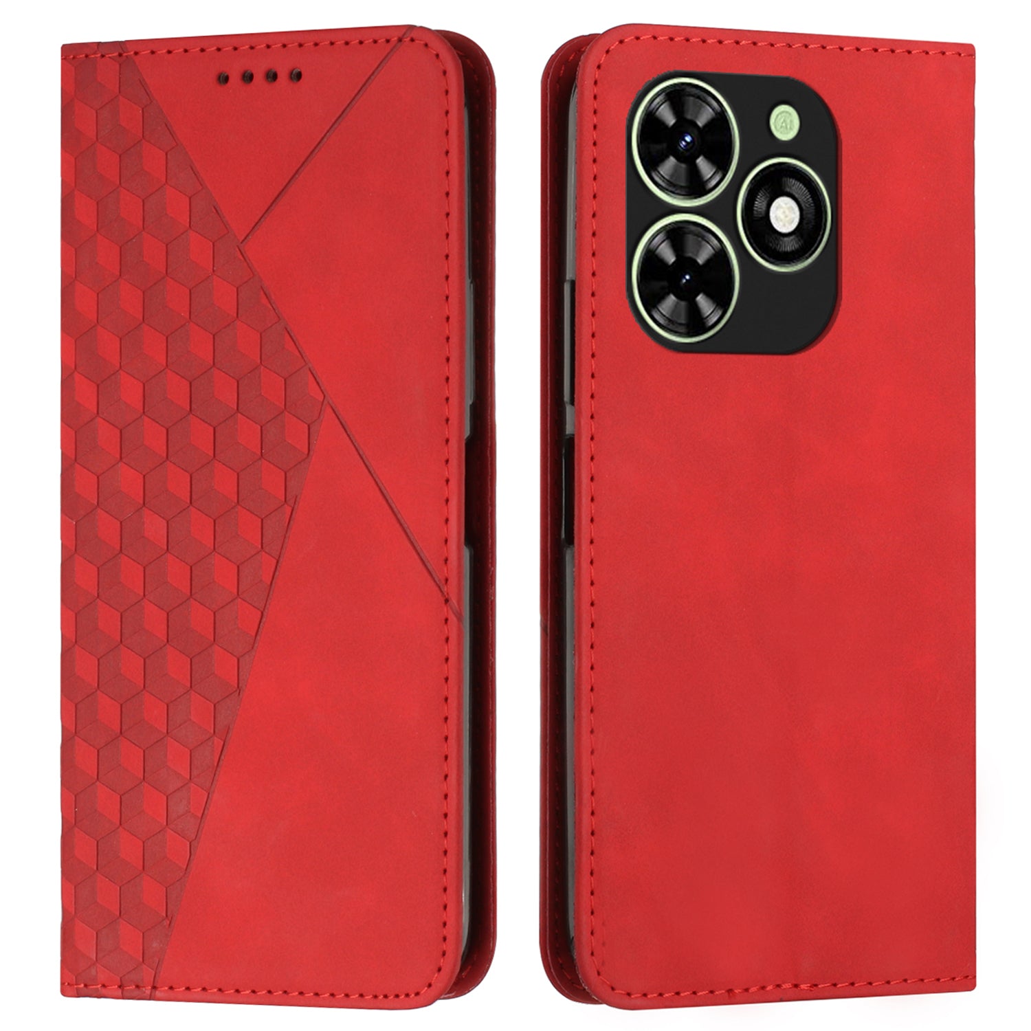 For Transsion Tecno Pop 8 /  Spark 20C / Spark Go 2024 4G Magnetic Case PU Leather Imprinted Phone Stand Cover - Black