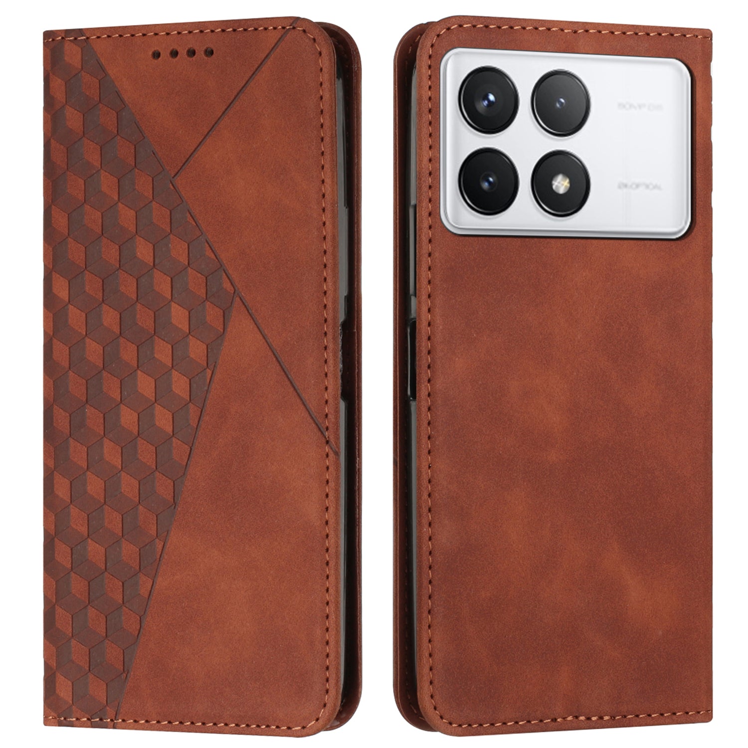For Xiaomi Redmi K70E 5G / Poco X6 Pro 5G Imprinted Magnetic Phone Case PU Leather Phone Stand Cover - Black