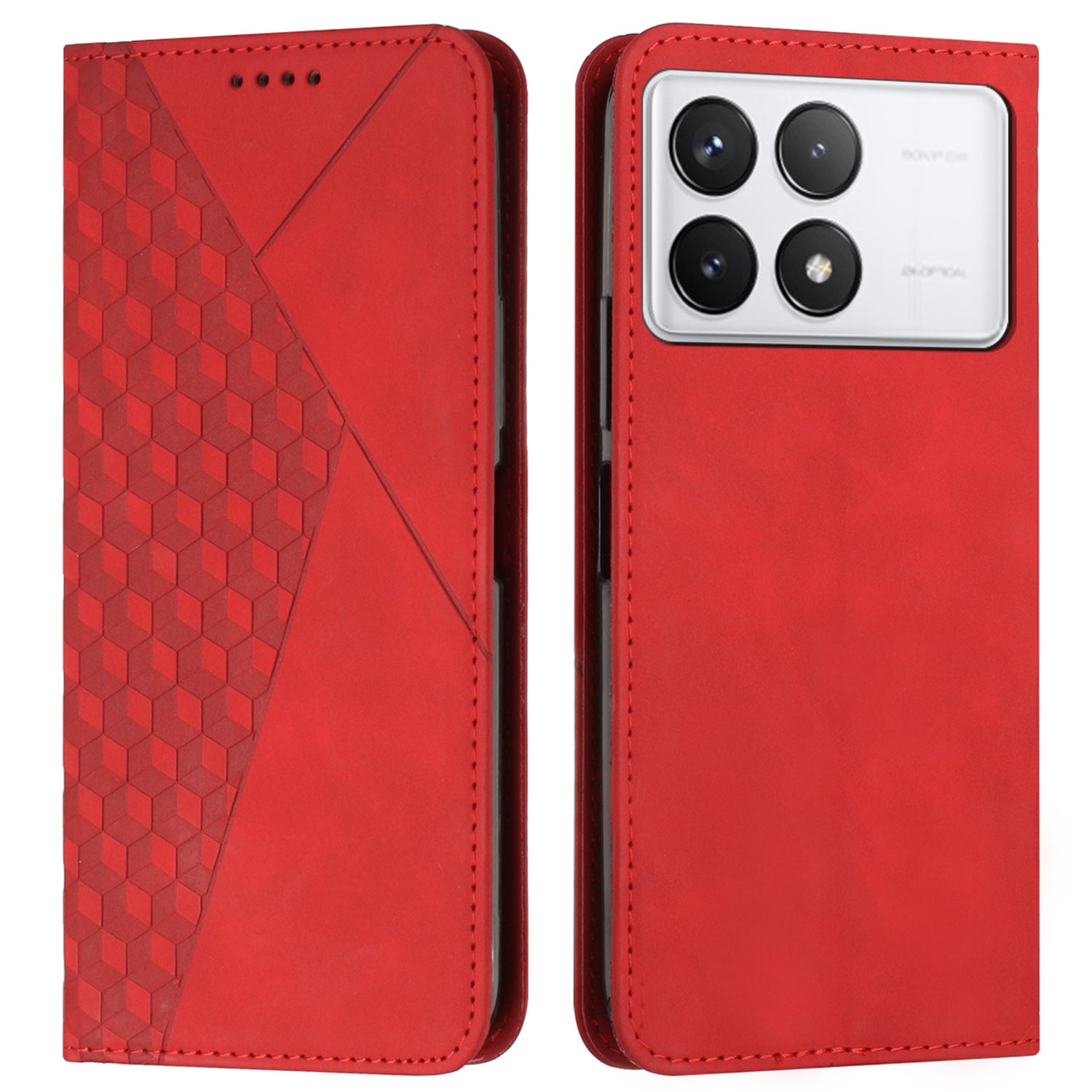 For Xiaomi Redmi K70E 5G / Poco X6 Pro 5G Imprinted Magnetic Phone Case PU Leather Phone Stand Cover - Black