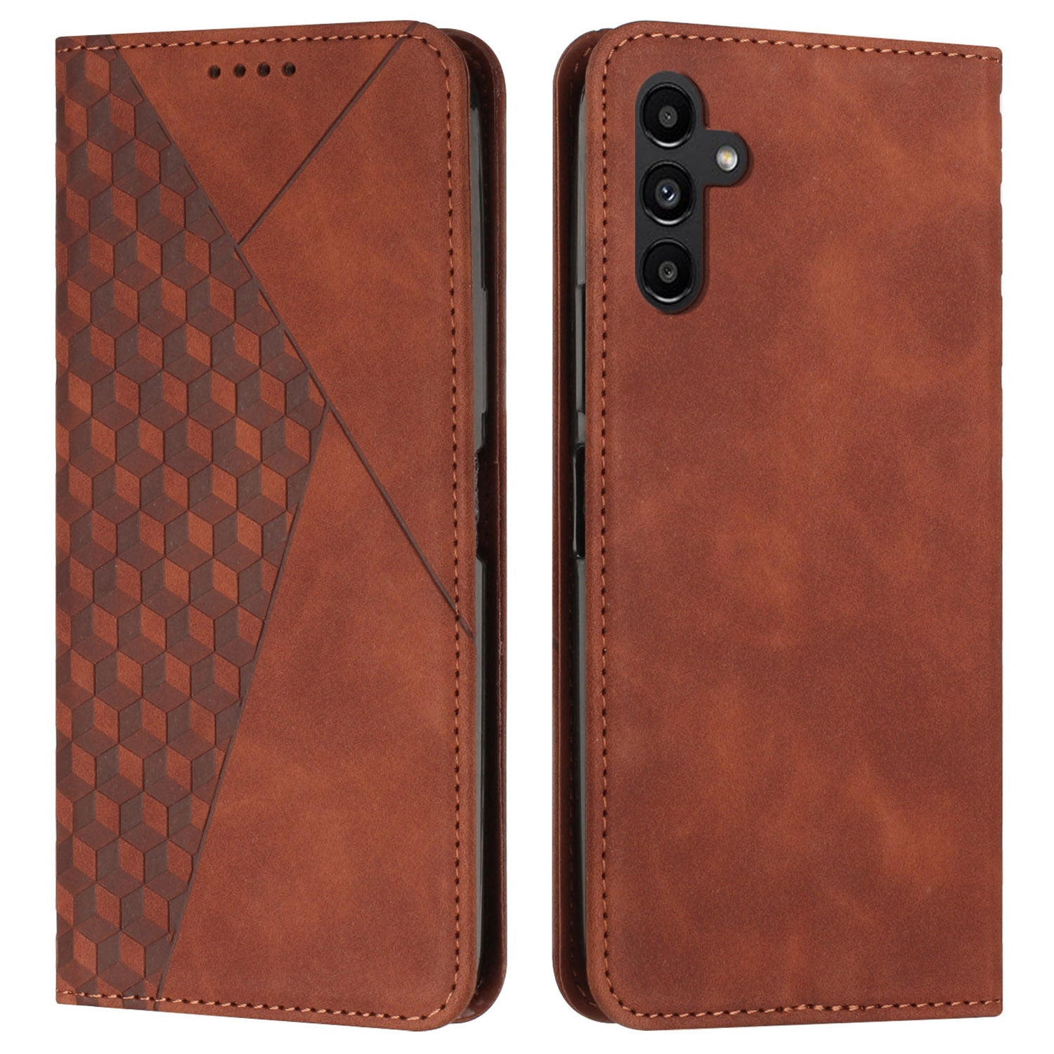 For Samsung Galaxy A35 5G Case Anti-Scratch PU Leather Phone Stand Cover - Brown
