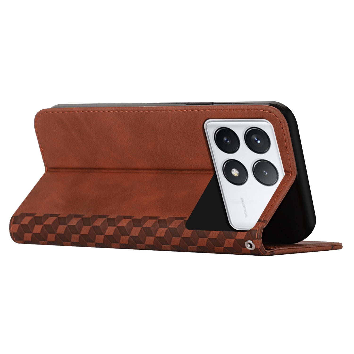 For Xiaomi Redmi K70 Pro 5G / K70 5G TPU+PU Leather Imprinted Dustproof Case Phone Stand Cover - Brown