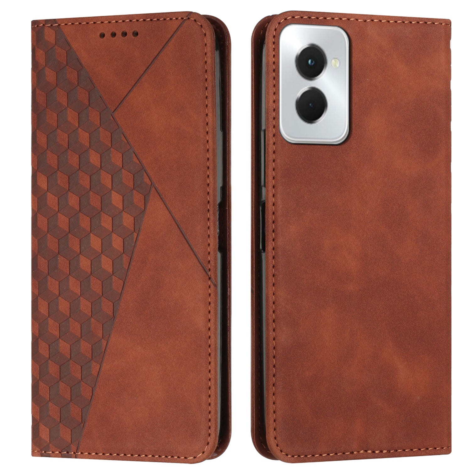 For Motorola Moto G Power (2024) Case Skin-touch PU Leather Stand Wallet Phone Cover - Brown