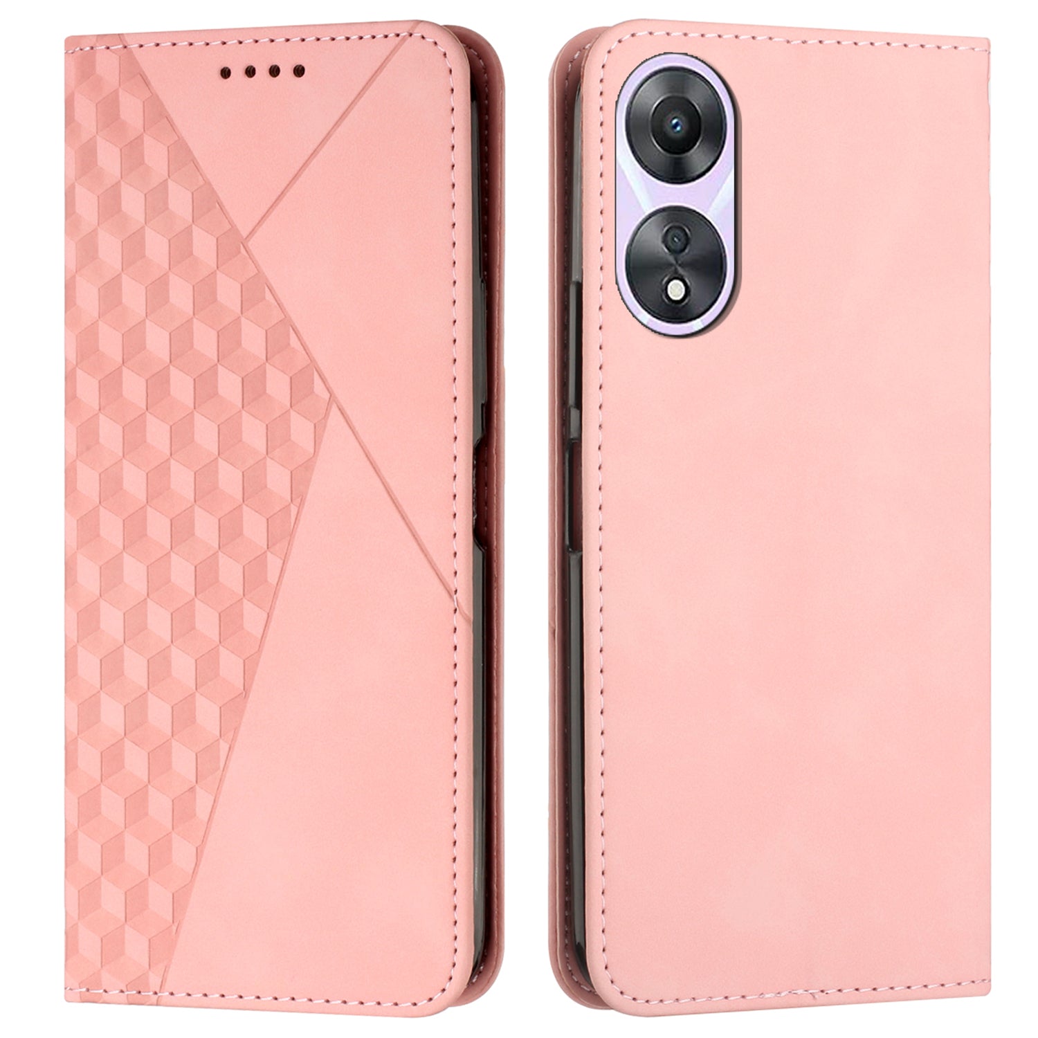 For Oppo A58 5G / A58x 5G / A78 5G / A1 5G / A1x 5G / A2x 5G Case PU Leather Magnetic Absorption Phone Cover - Rose Gold