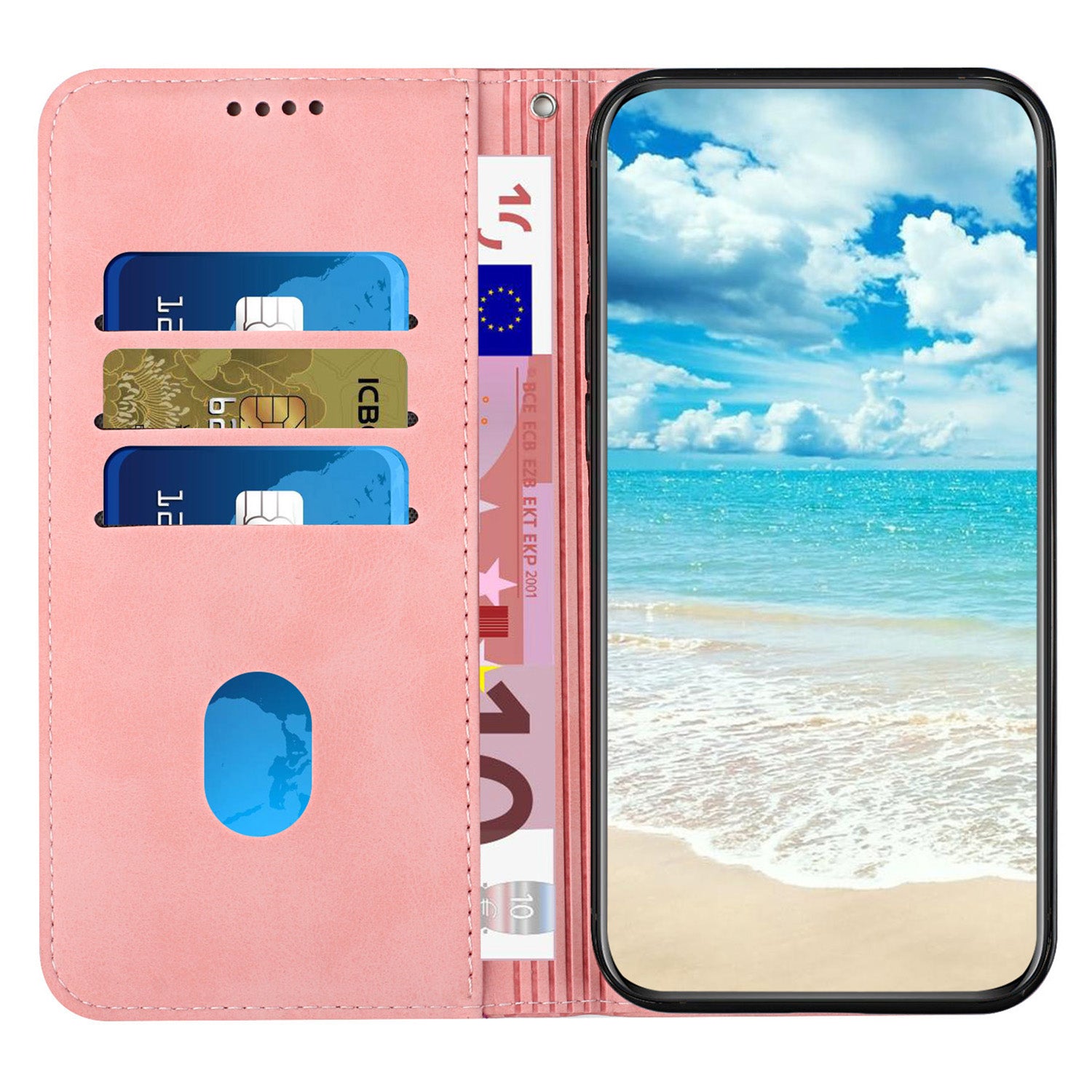 For Oppo A58 5G / A58x 5G / A78 5G / A1 5G / A1x 5G / A2x 5G Case PU Leather Magnetic Absorption Phone Cover - Rose Gold