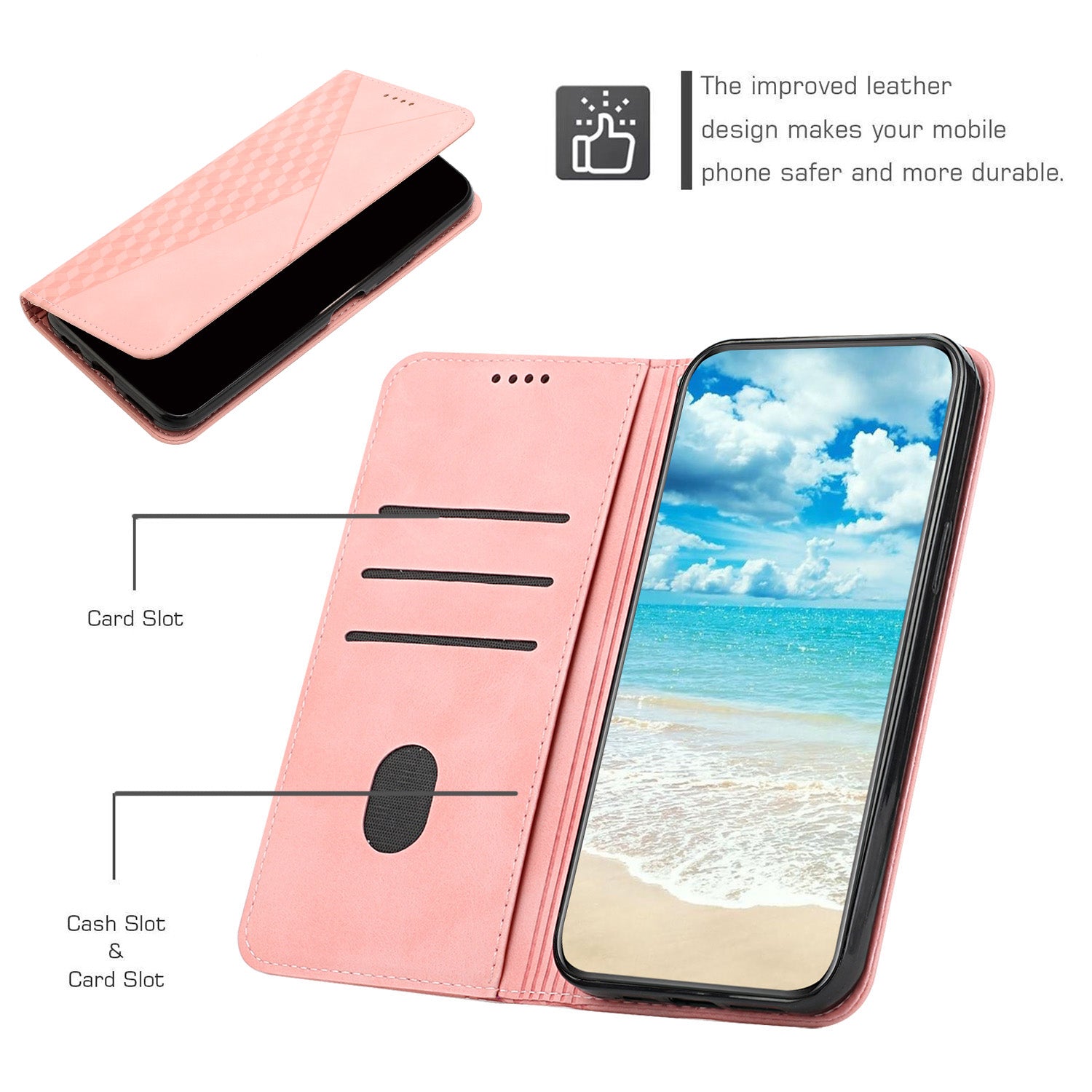 For Oppo A58 5G / A58x 5G / A78 5G / A1 5G / A1x 5G / A2x 5G Case PU Leather Magnetic Absorption Phone Cover - Rose Gold