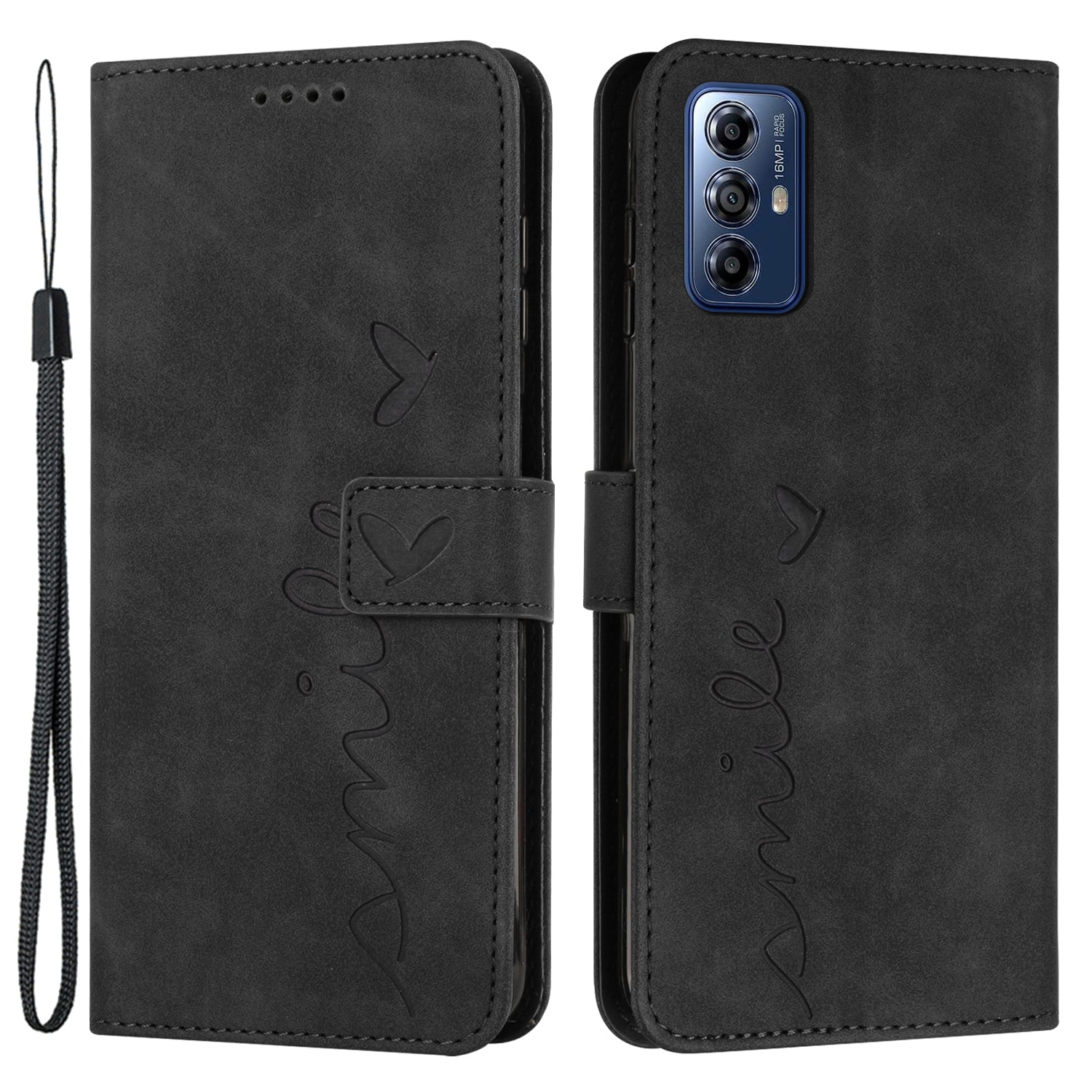 For Motorola Moto G Play (2024) 4G Magnetic Phone Case Skin-touch PU Leather+TPU Wallet Cover - Black