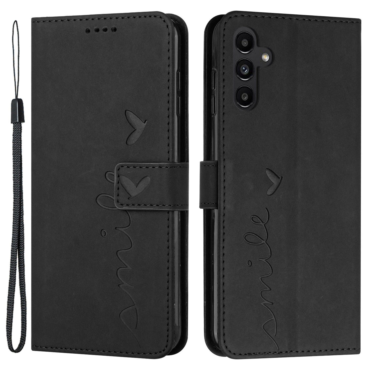 For Samsung Galaxy A55 5G Magnetic Phone Case Skin-touch PU Leather Wallet Cover - Black