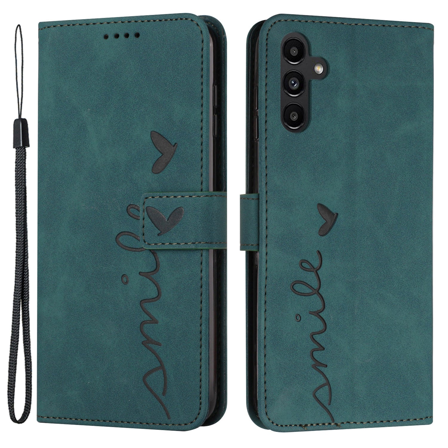 For Samsung Galaxy A55 5G Magnetic Phone Case Skin-touch PU Leather Wallet Cover - Black