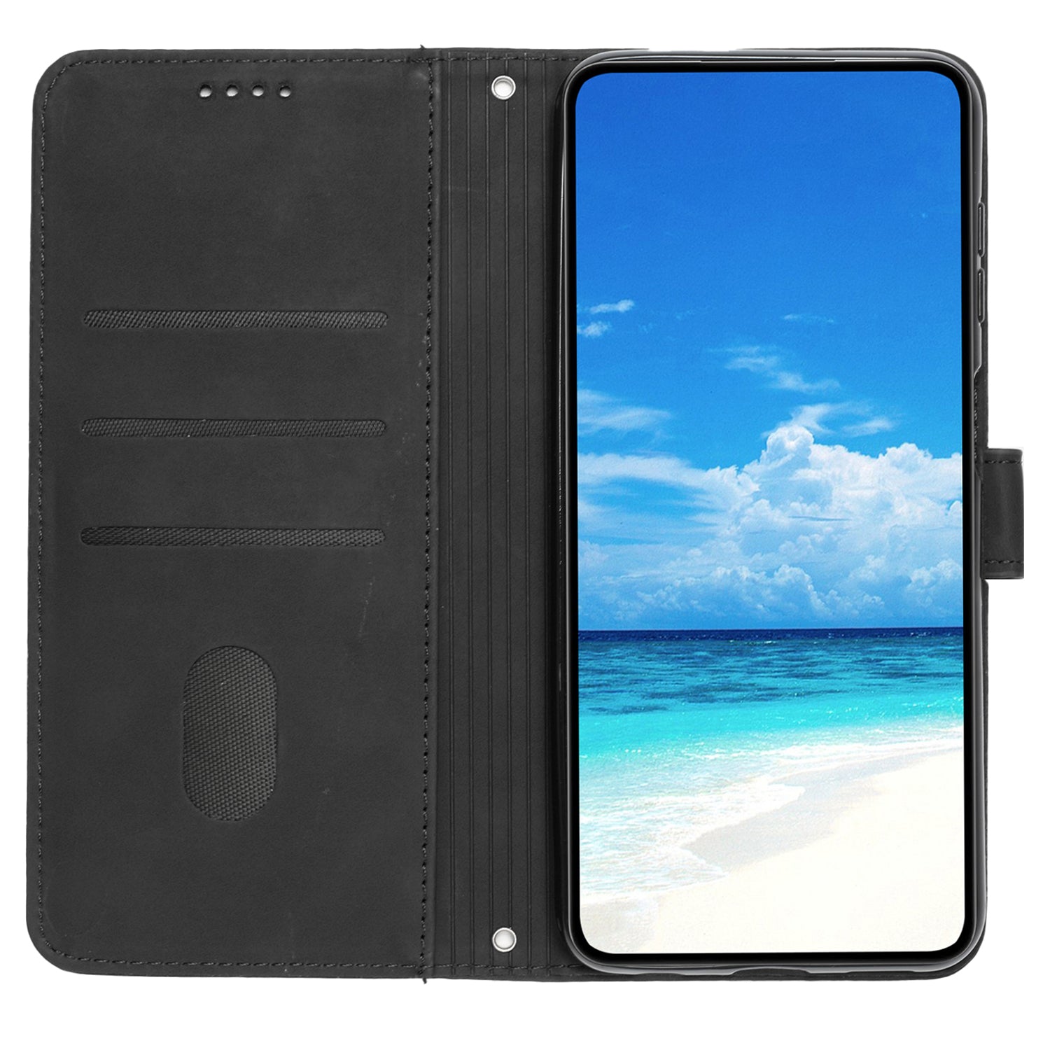 For Samsung Galaxy A35 5G Skin-touch PU Leather+TPU Wallet Cover Magnetic Cell Phone Case - Black