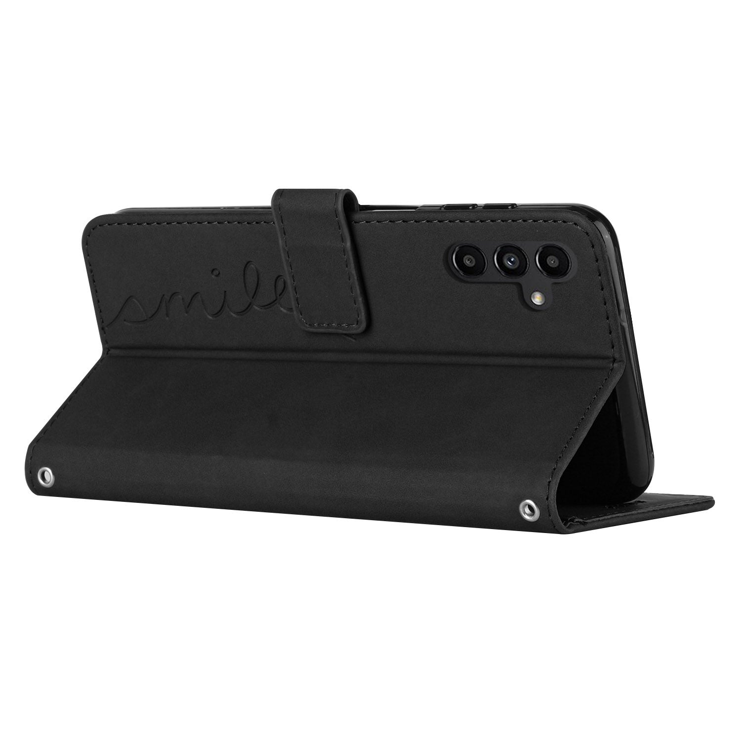 For Samsung Galaxy A35 5G Skin-touch PU Leather+TPU Wallet Cover Magnetic Cell Phone Case - Black