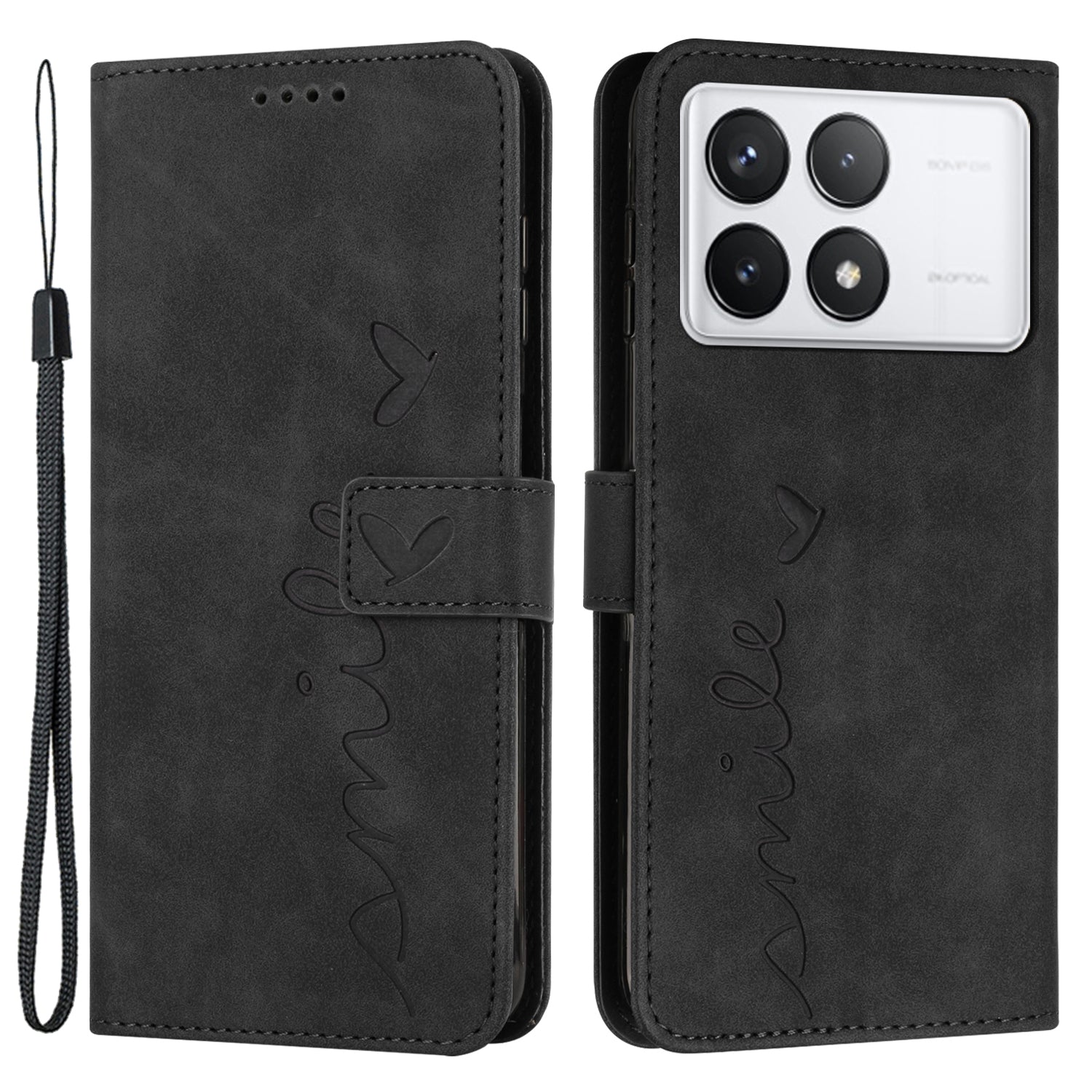 For Xiaomi Redmi K70 Pro 5G / K70 5G Case Anti-Scratch PU Leather Magnetic Wallet Cover - Black