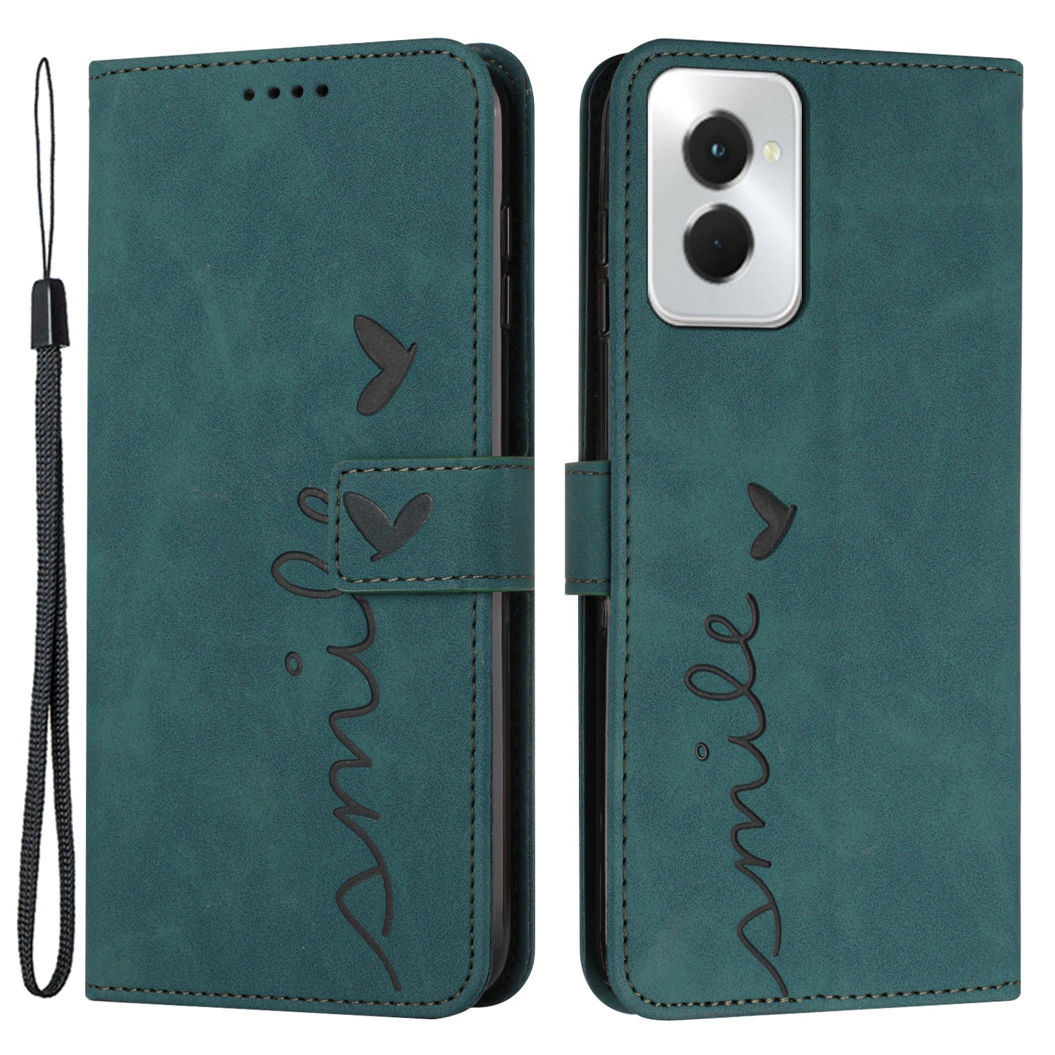 For Motorola Moto G Power (2024) Case Skin-touch PU Leather+TPU Card Holder Phone Protector - Green