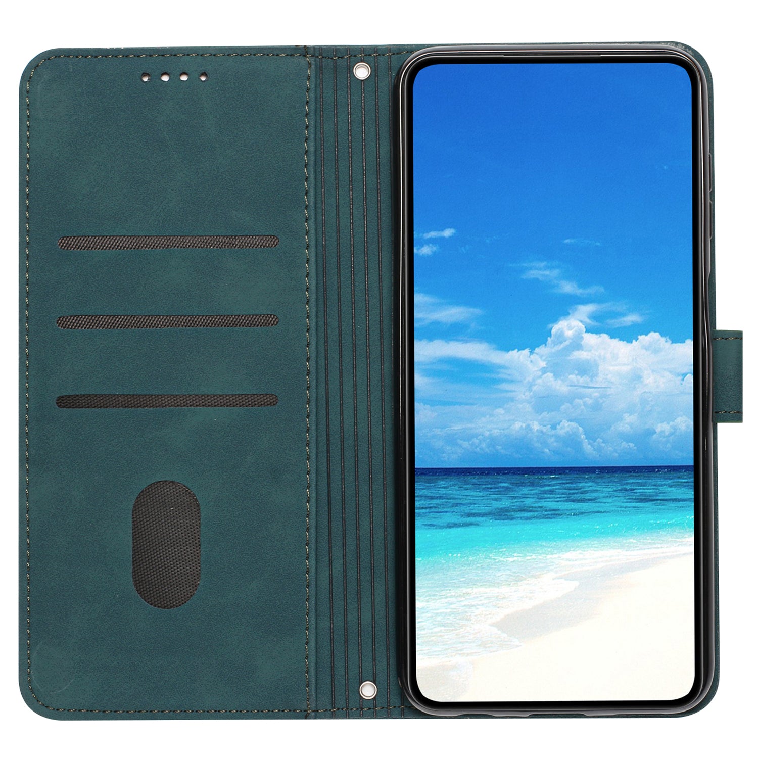 For Motorola Moto G Power (2024) Case Skin-touch PU Leather+TPU Card Holder Phone Protector - Green
