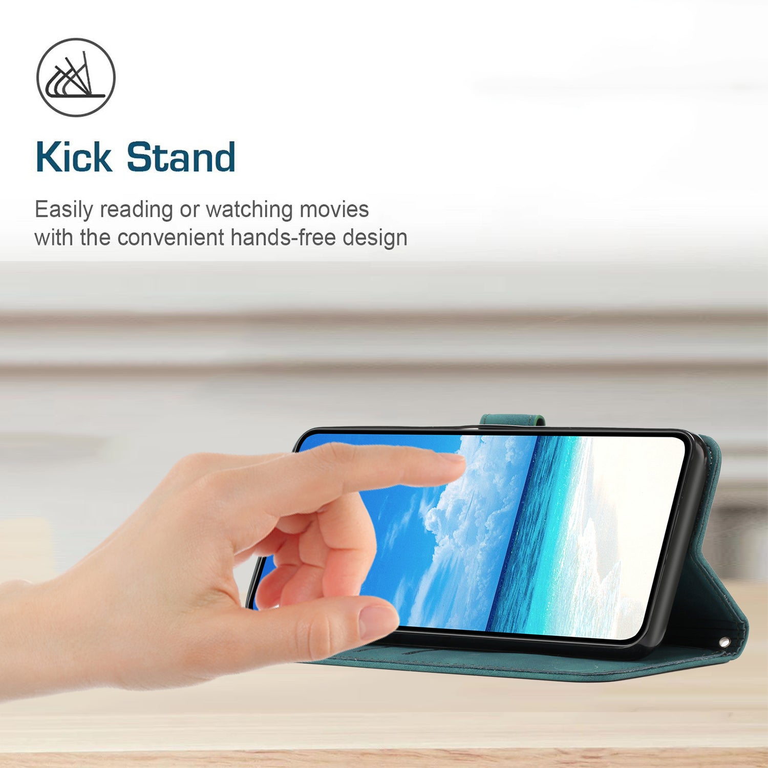For Motorola Moto G Power (2024) Case Skin-touch PU Leather+TPU Card Holder Phone Protector - Green
