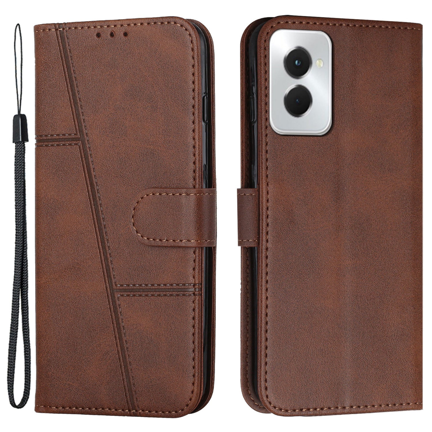 For Motorola Moto G Power (2024) Leather Case Calf Texture Phone Wallet - Brown