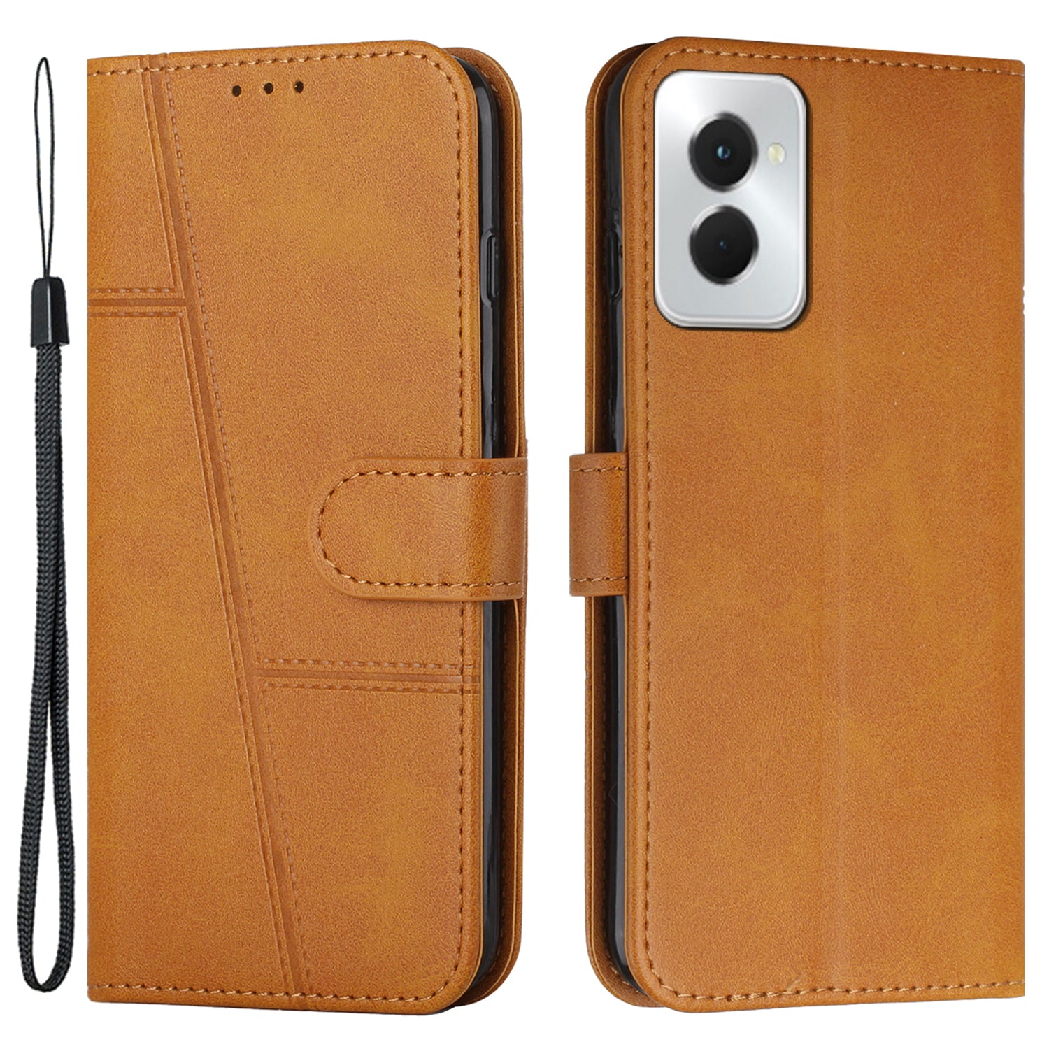 For Motorola Moto G Power (2024) Leather Case Calf Texture Phone Wallet - Brown