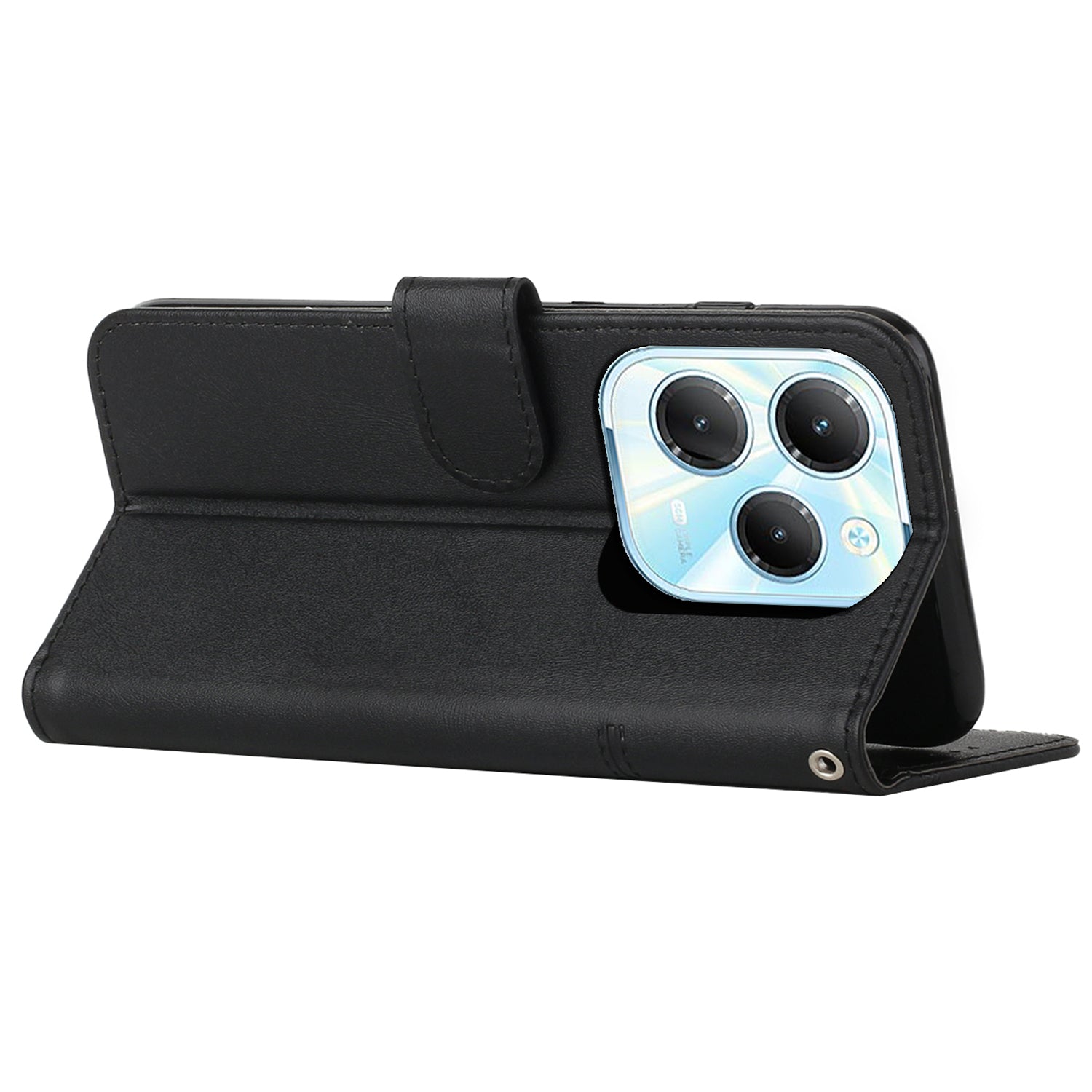 For Transsion Infinix Hot 40 / Hot 40 Pro Phone Case Wallet Stand Cover Calf Texture - Black