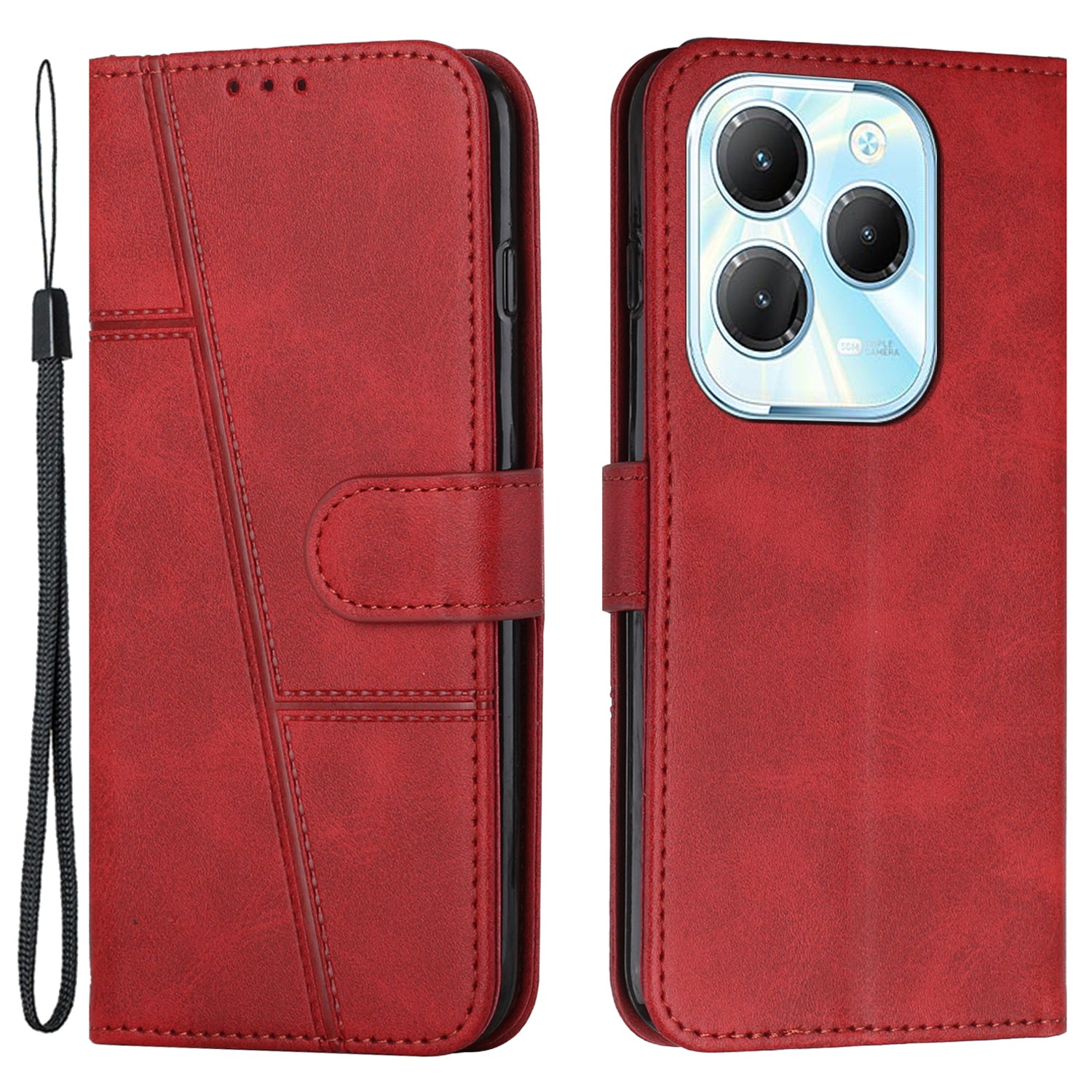 For Transsion Infinix Hot 40 / Hot 40 Pro Phone Case Wallet Stand Cover Calf Texture - Black