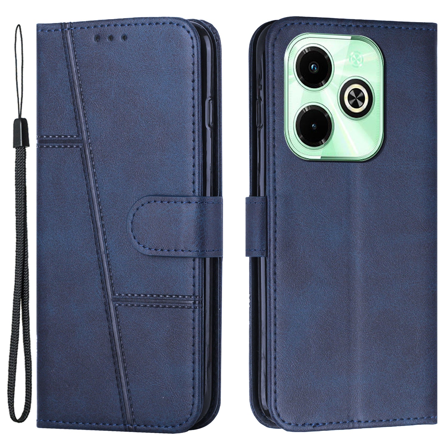 For Transsion Infinix Hot 40i Mobile Phone Case Wallet Stand Flip PU Leather Cover - Sapphire