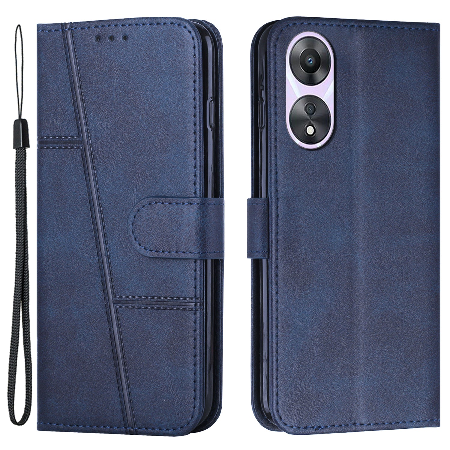For Oppo A58 5G / A78 5G / A58x 5G / A1x 5G / A1 Vitality Edition / A2x 5G Leather Case Phone Wallet Stand - Sapphire