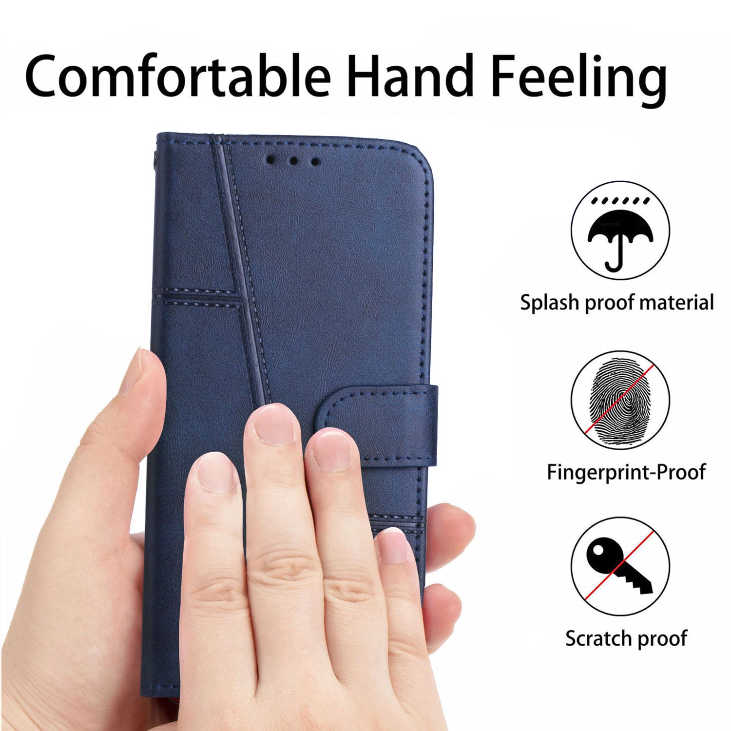 For Oppo A58 5G / A78 5G / A58x 5G / A1x 5G / A1 Vitality Edition / A2x 5G Leather Case Phone Wallet Stand - Sapphire
