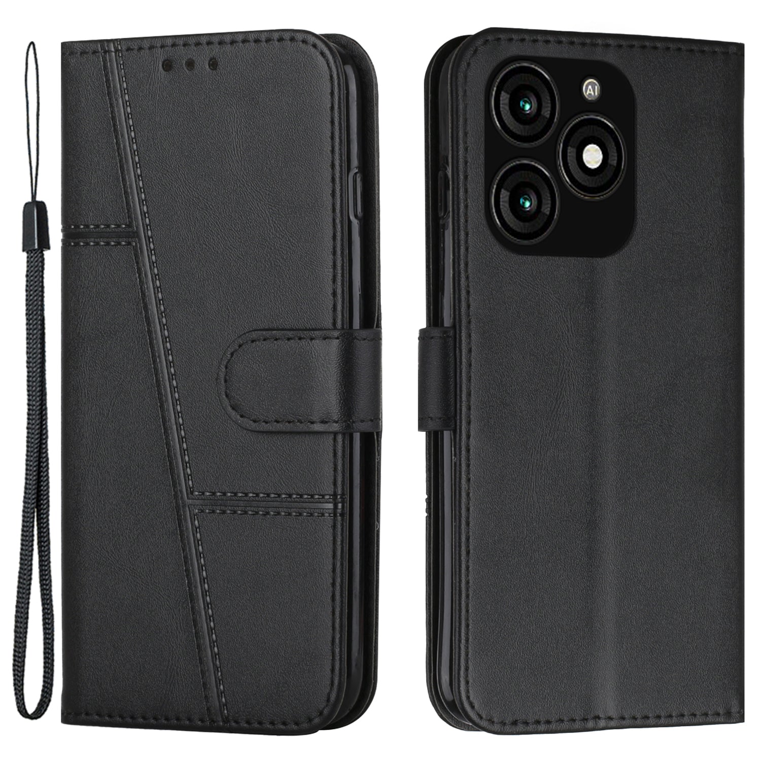 For Transsion Tecno Spark 20 Flip PU Leather Phone Cover Cell Phone Case Wallet with Stand - Sapphire