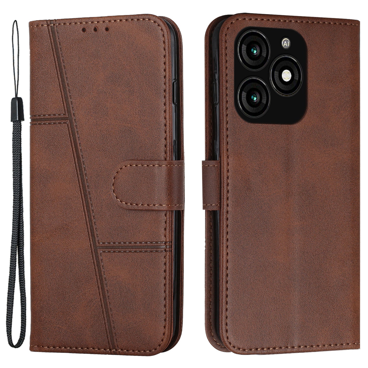 For Transsion Tecno Spark 20 Flip PU Leather Phone Cover Cell Phone Case Wallet with Stand - Sapphire