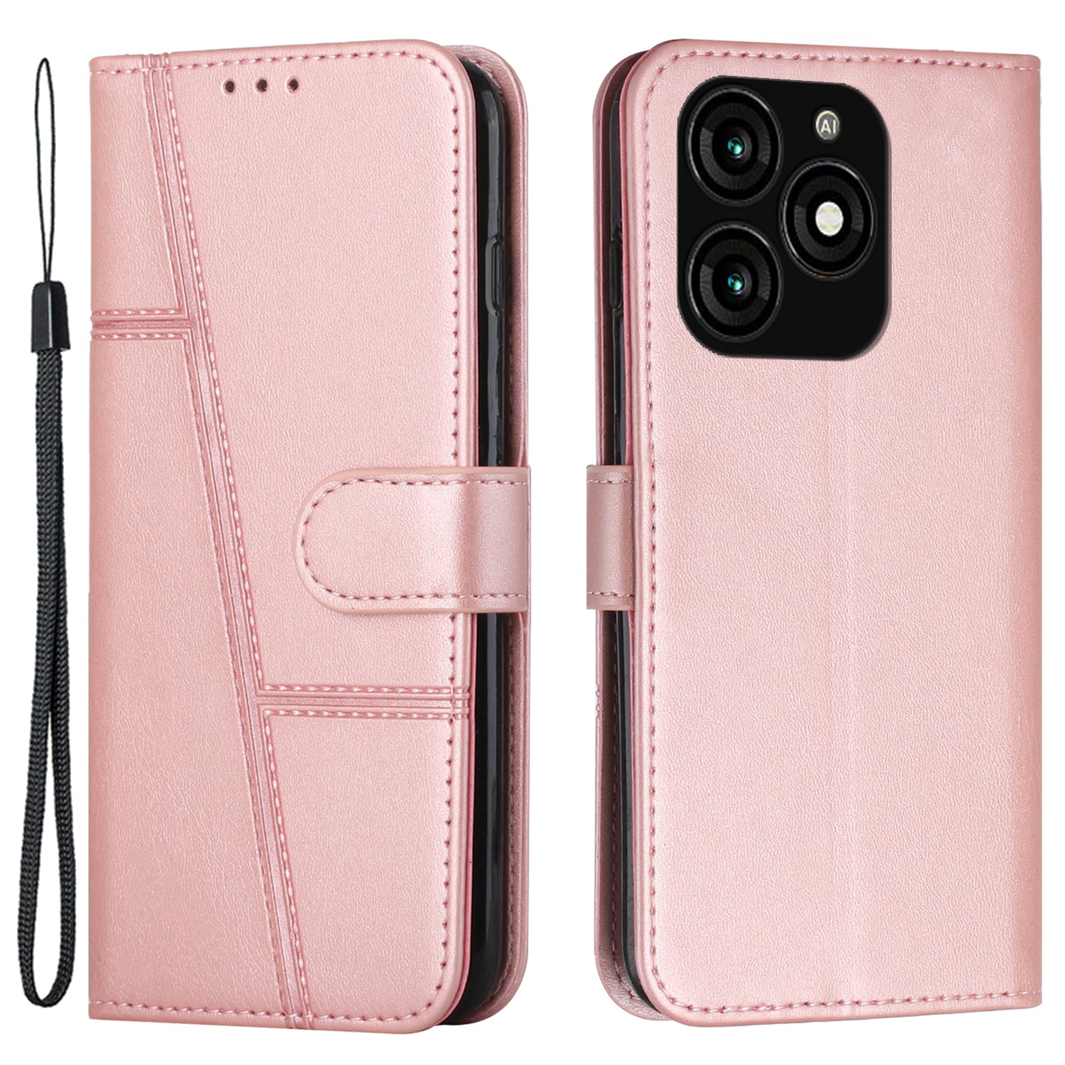 For Transsion Tecno Spark 20 Flip PU Leather Phone Cover Cell Phone Case Wallet with Stand - Sapphire