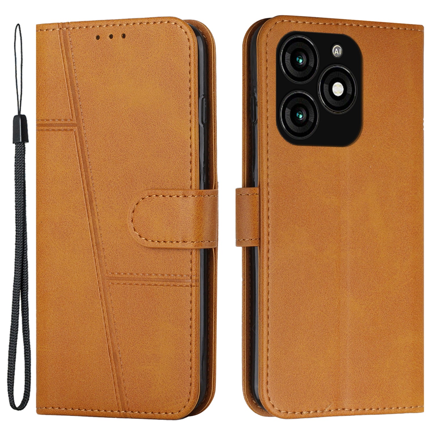 For Transsion Tecno Spark 20 Flip PU Leather Phone Cover Cell Phone Case Wallet with Stand - Sapphire