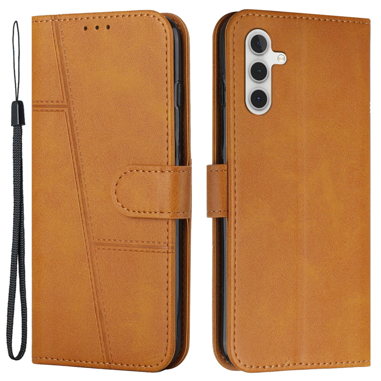 For Samsung Galaxy A55 5G Cell Phone Case Wallet PU Leather Phone Stand Cover - Black