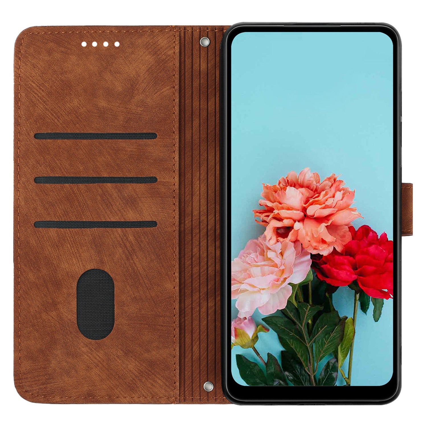 For Motorola Moto G Play (2024) 4G PU Leather Stand Cover Line Wallet Phone Case Skin Touch Feeling - Brown