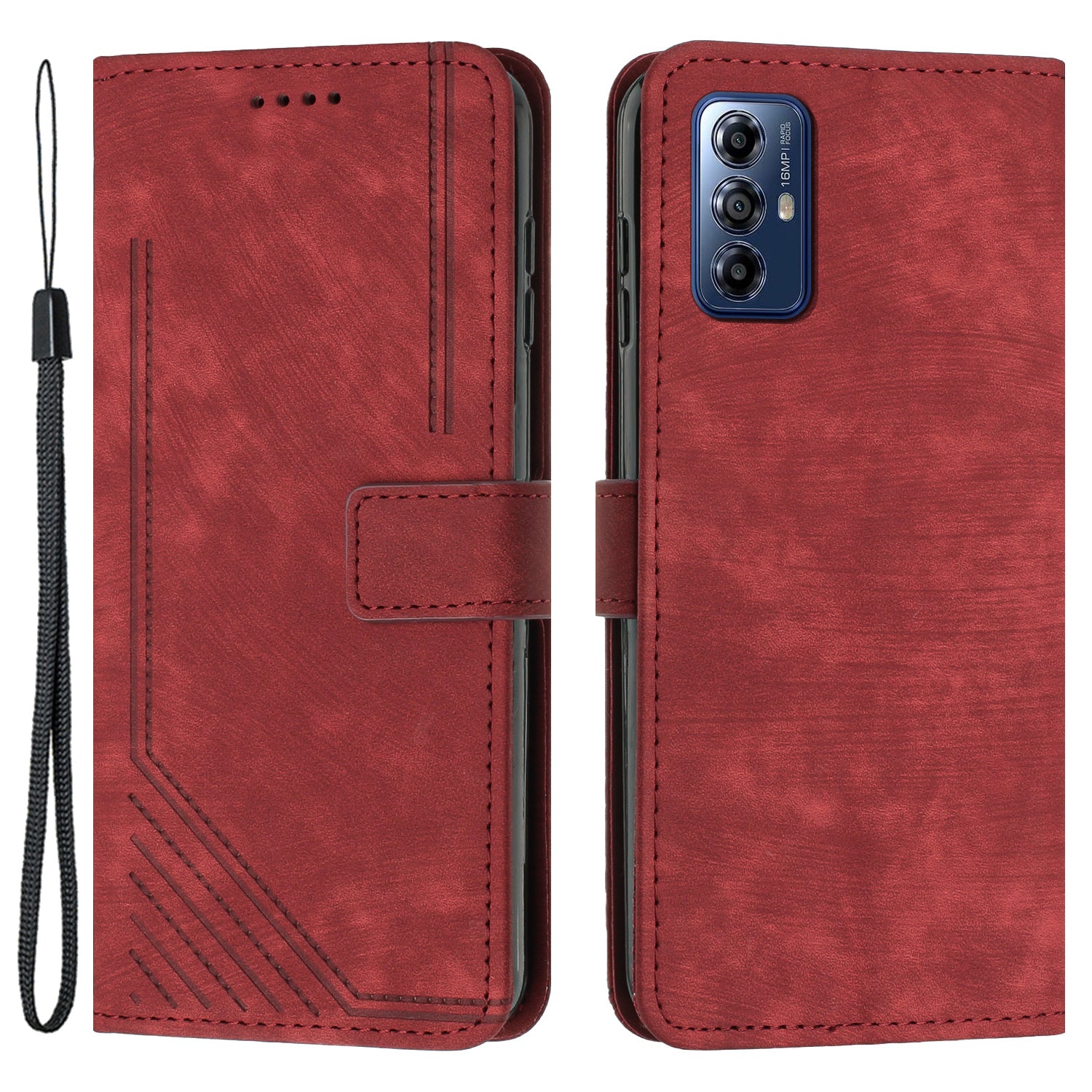 For Motorola Moto G Play (2024) 4G PU Leather Stand Cover Line Wallet Phone Case Skin Touch Feeling - Brown