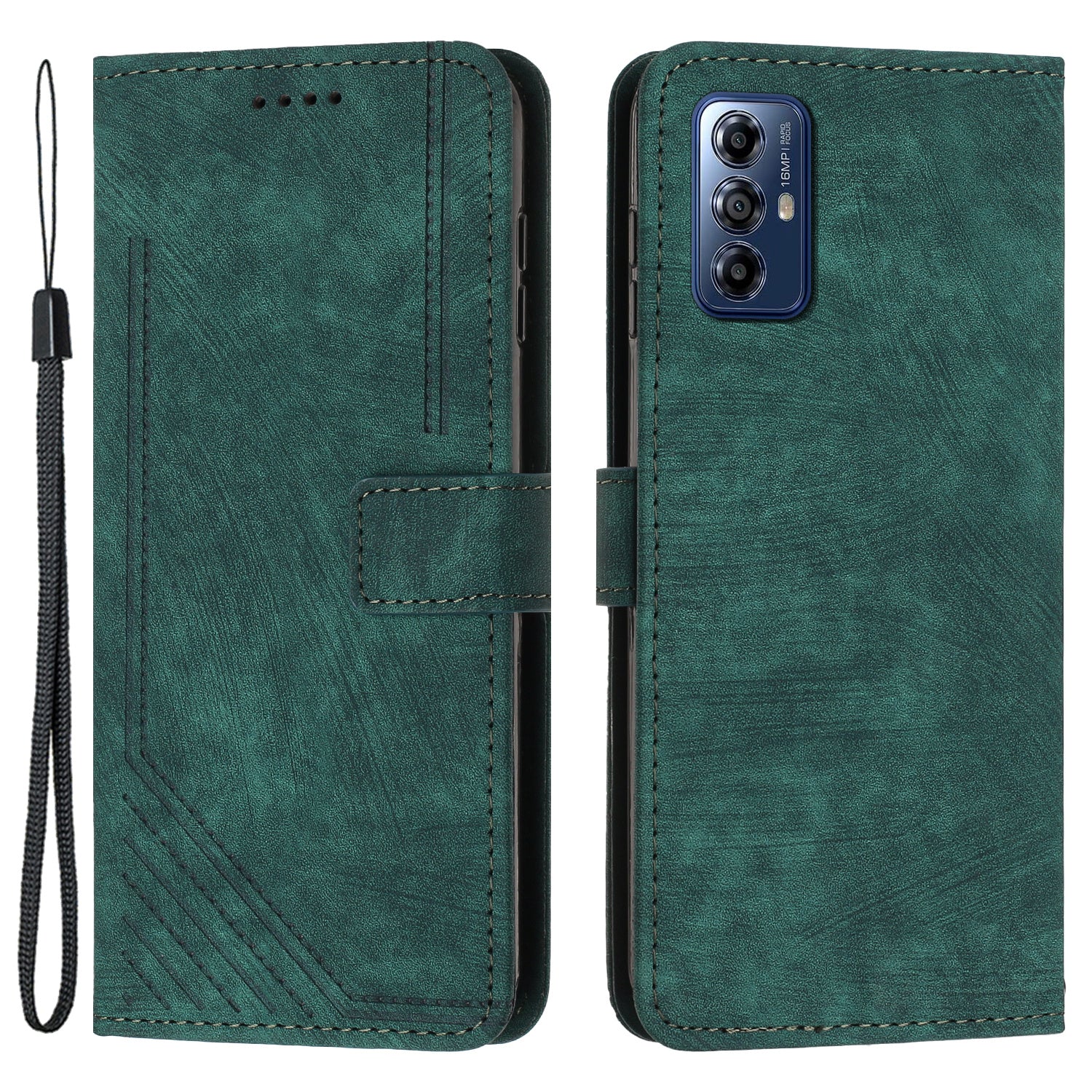 For Motorola Moto G Play (2024) 4G PU Leather Stand Cover Line Wallet Phone Case Skin Touch Feeling - Brown