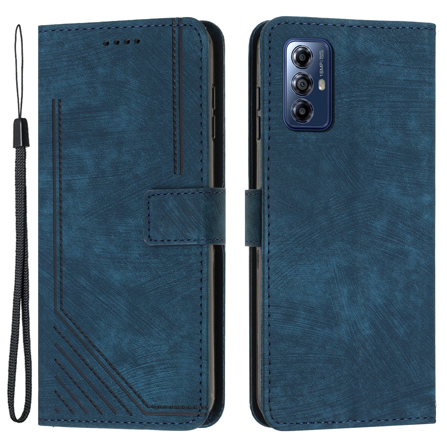 For Motorola Moto G Play (2024) 4G PU Leather Stand Cover Line Wallet Phone Case Skin Touch Feeling - Brown