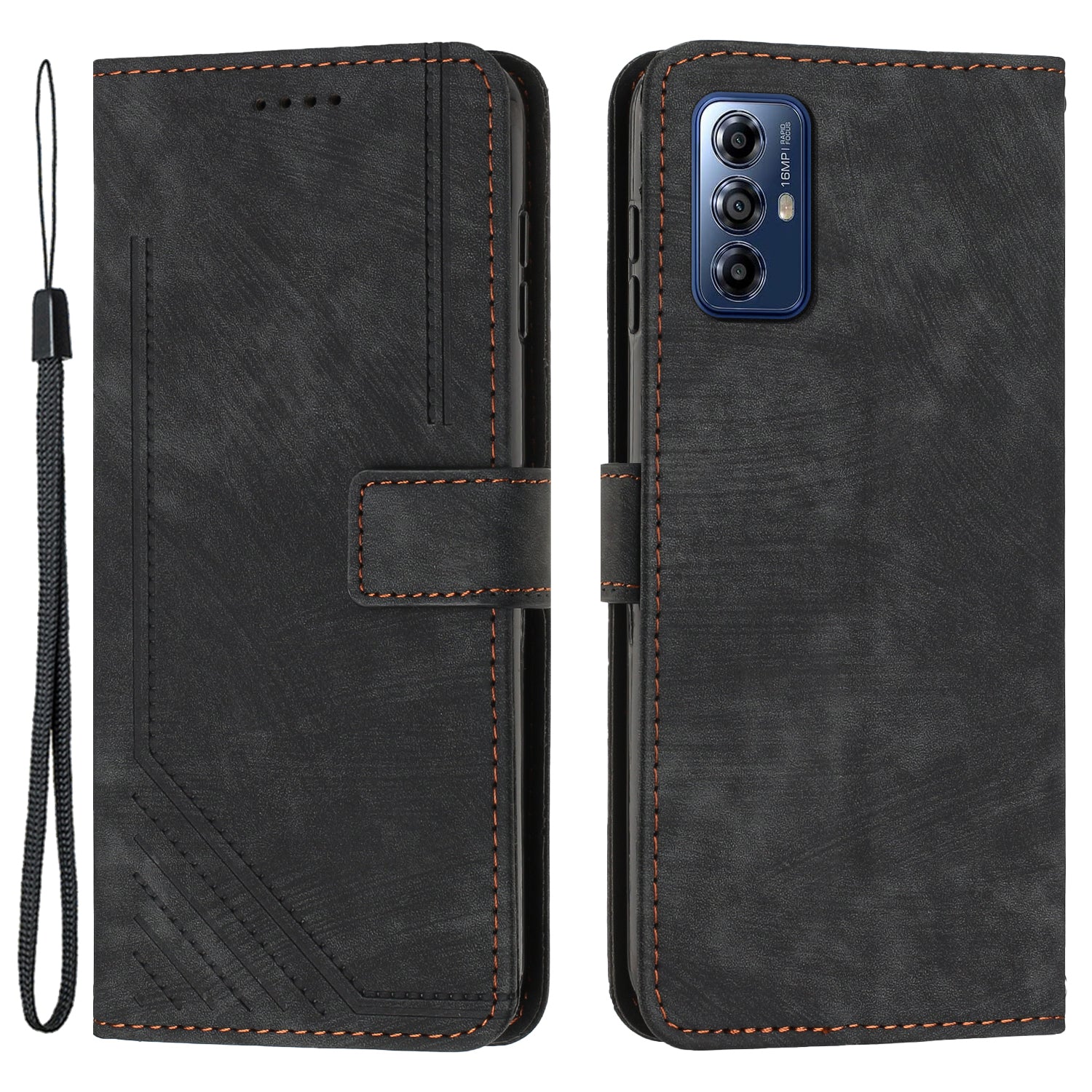 For Motorola Moto G Play (2024) 4G PU Leather Stand Cover Line Wallet Phone Case Skin Touch Feeling - Brown