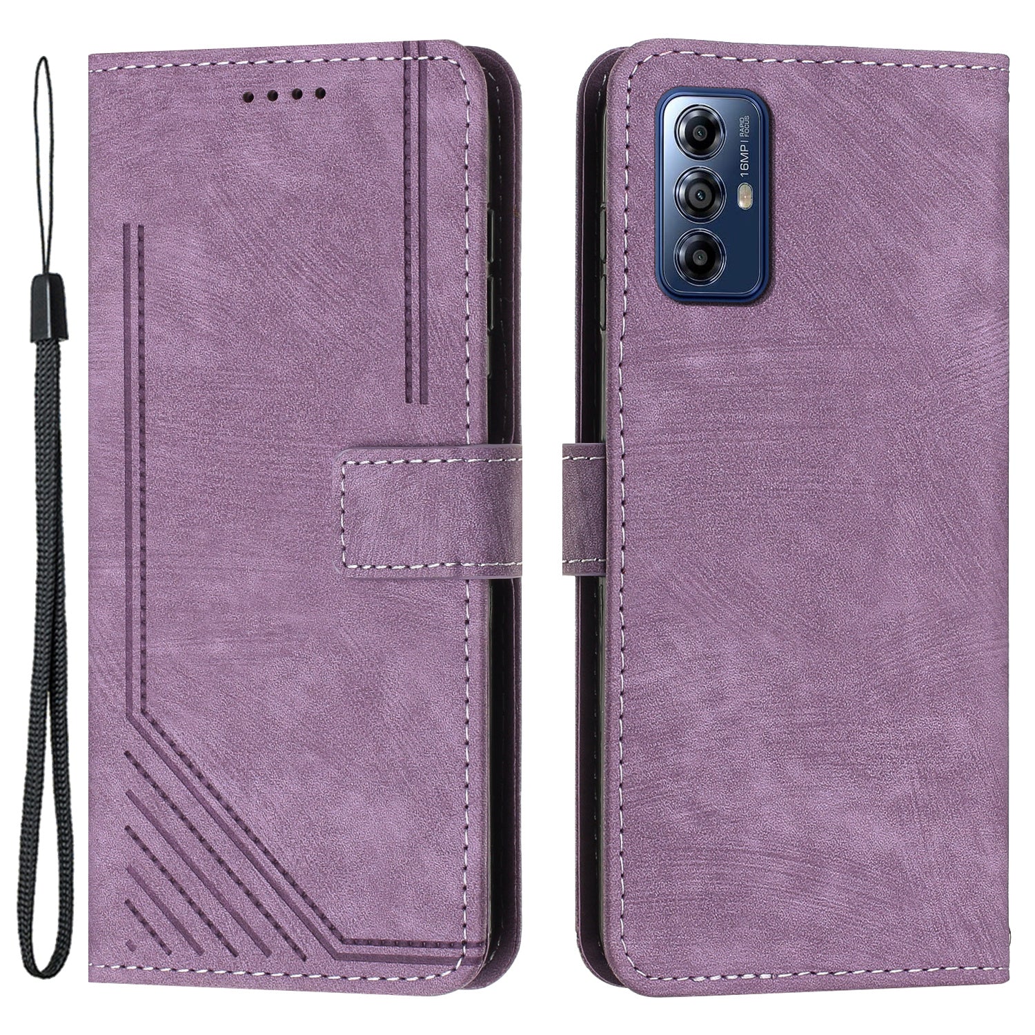 For Motorola Moto G Play (2024) 4G PU Leather Stand Cover Line Wallet Phone Case Skin Touch Feeling - Brown